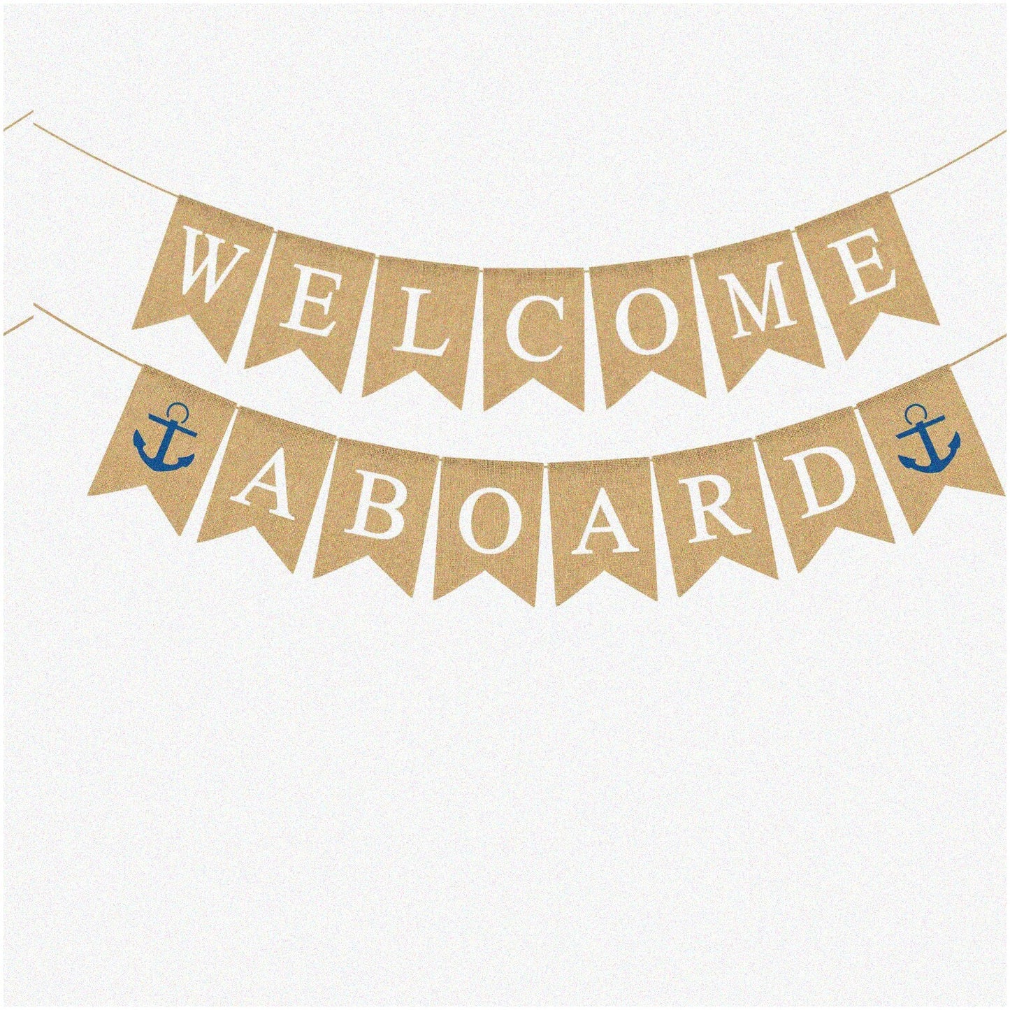 Nautical Jute Burlap Welcome Aboard Banner