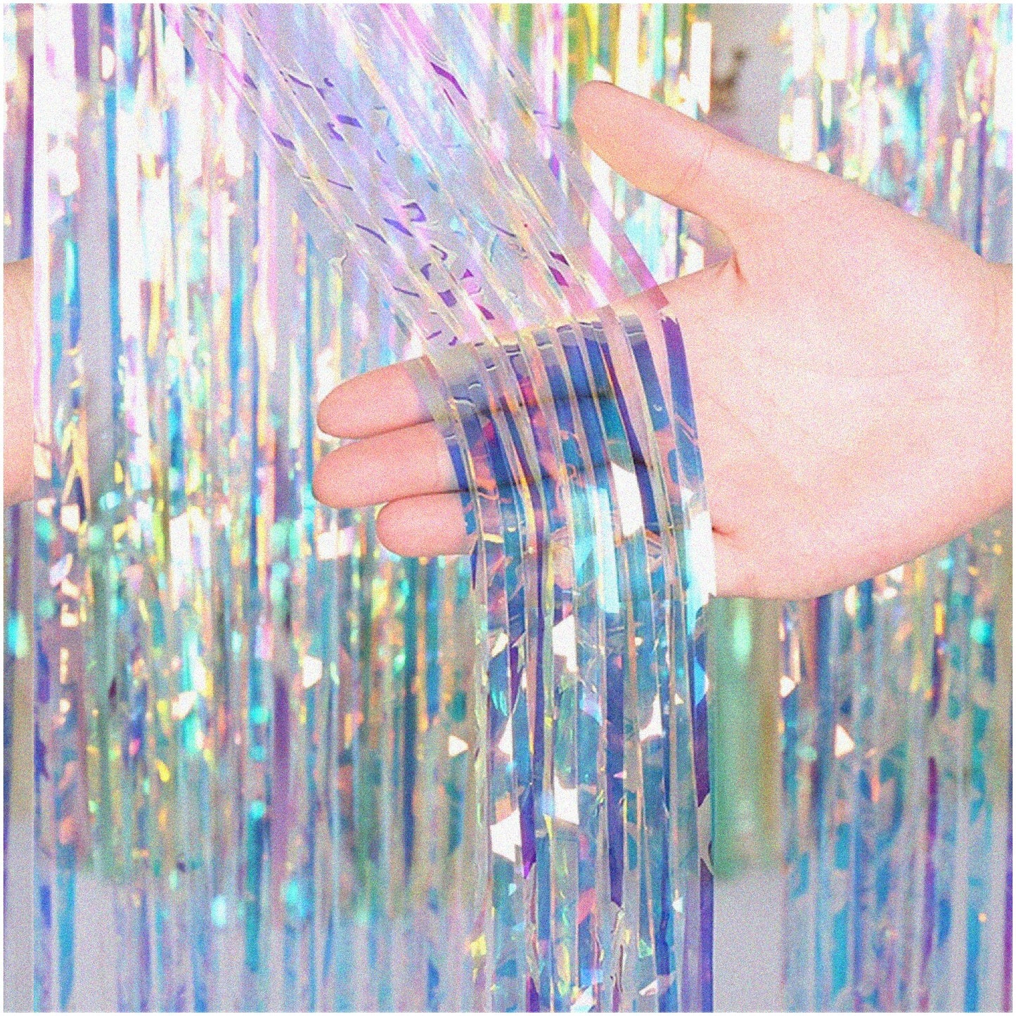 6.5Ft Iridescent Fringe Party Backdrop Multicolor