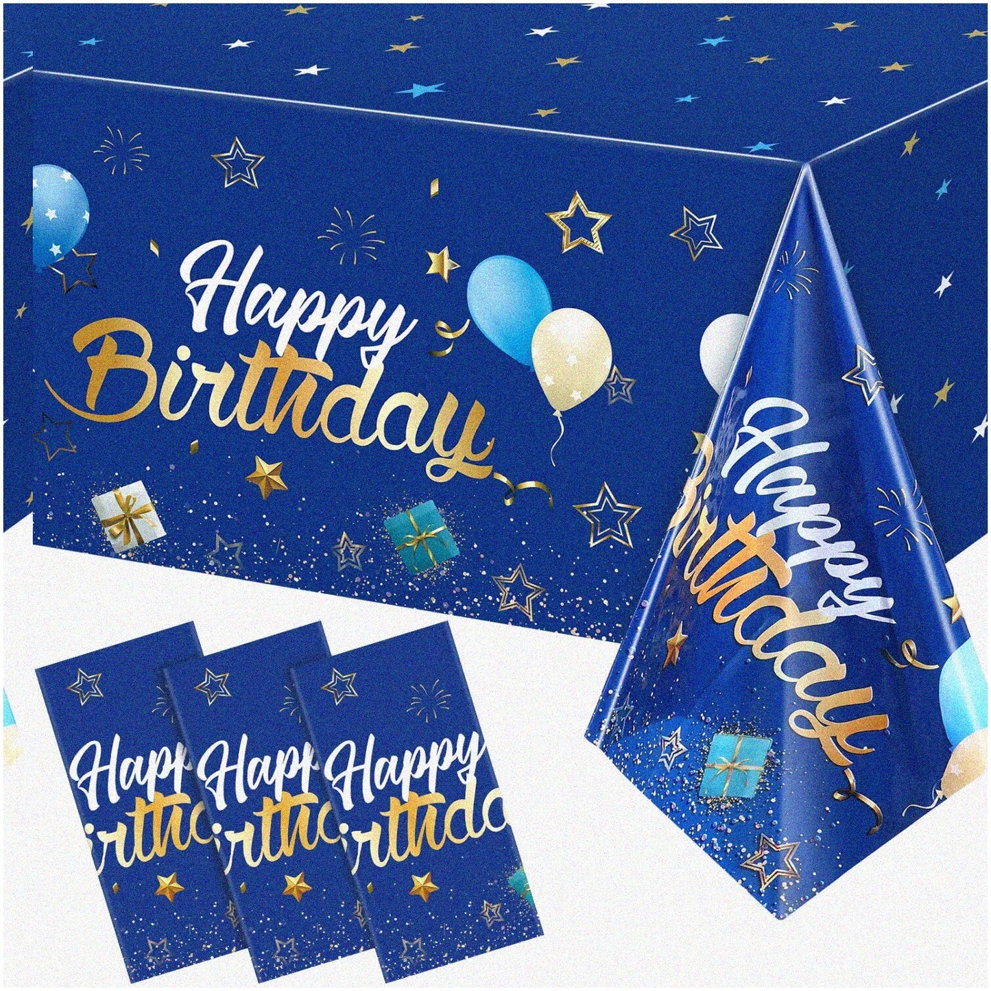 Navy Blue Starry Tablecloths 3 Pack 54x108 in
