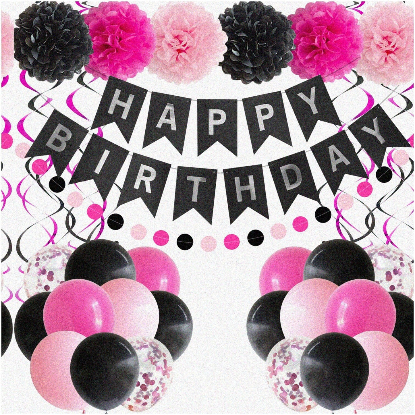 Black Glitter "Happy 40th" Banner for Party