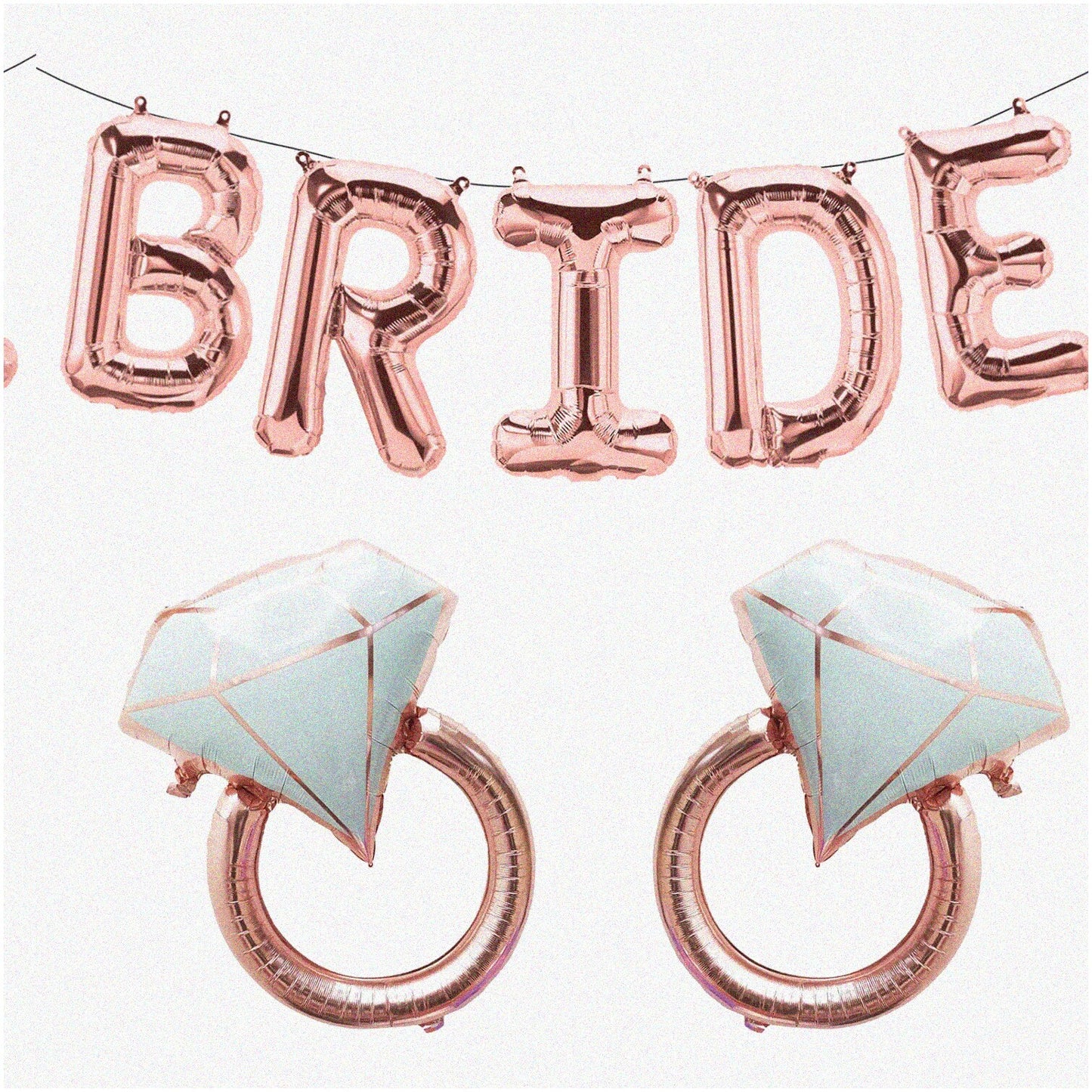 Rose Gold Bride's Big Day Balloon Set with Bride and Ring Balloons
