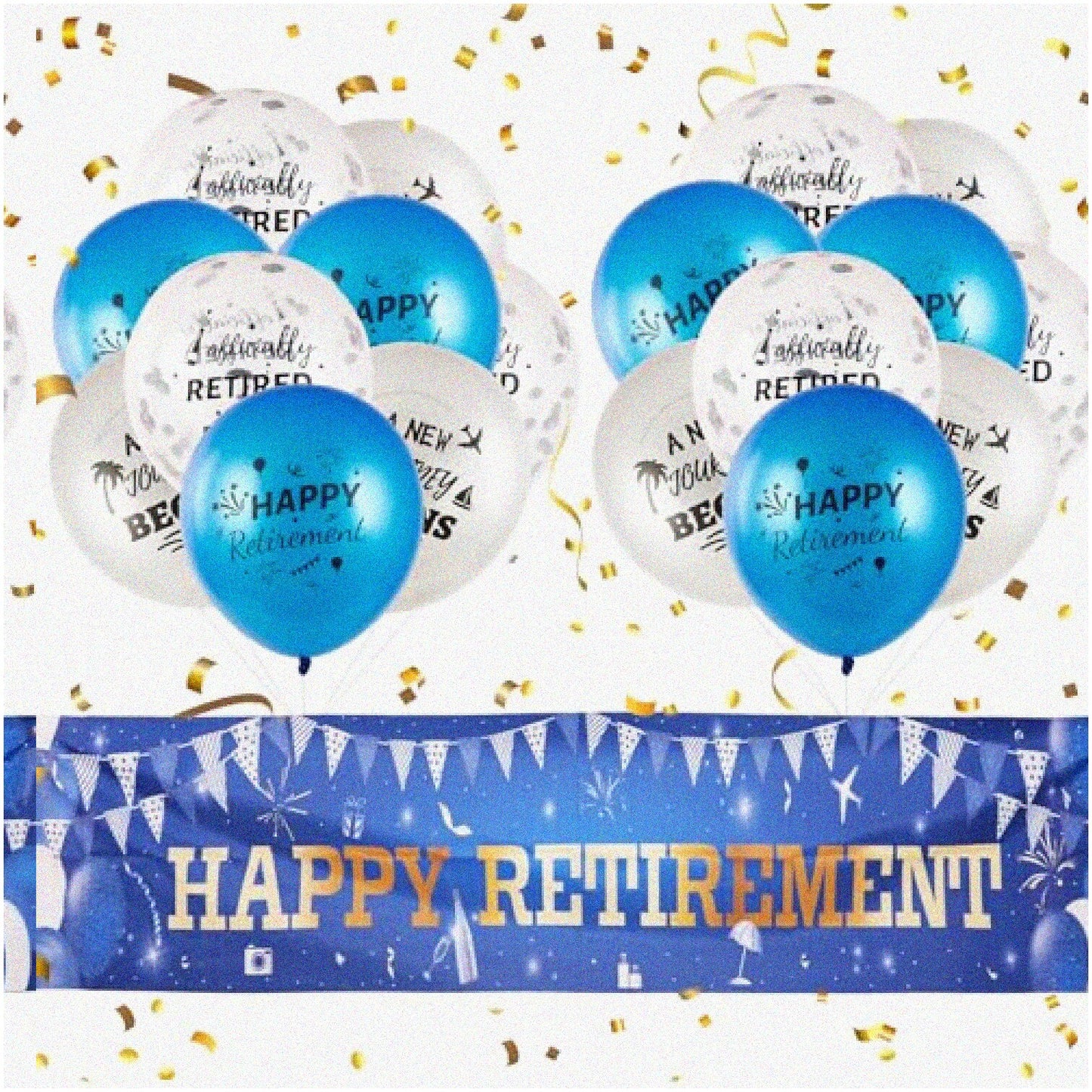 Blue Sky Retirement Celebration Kit with Banner and Balloons