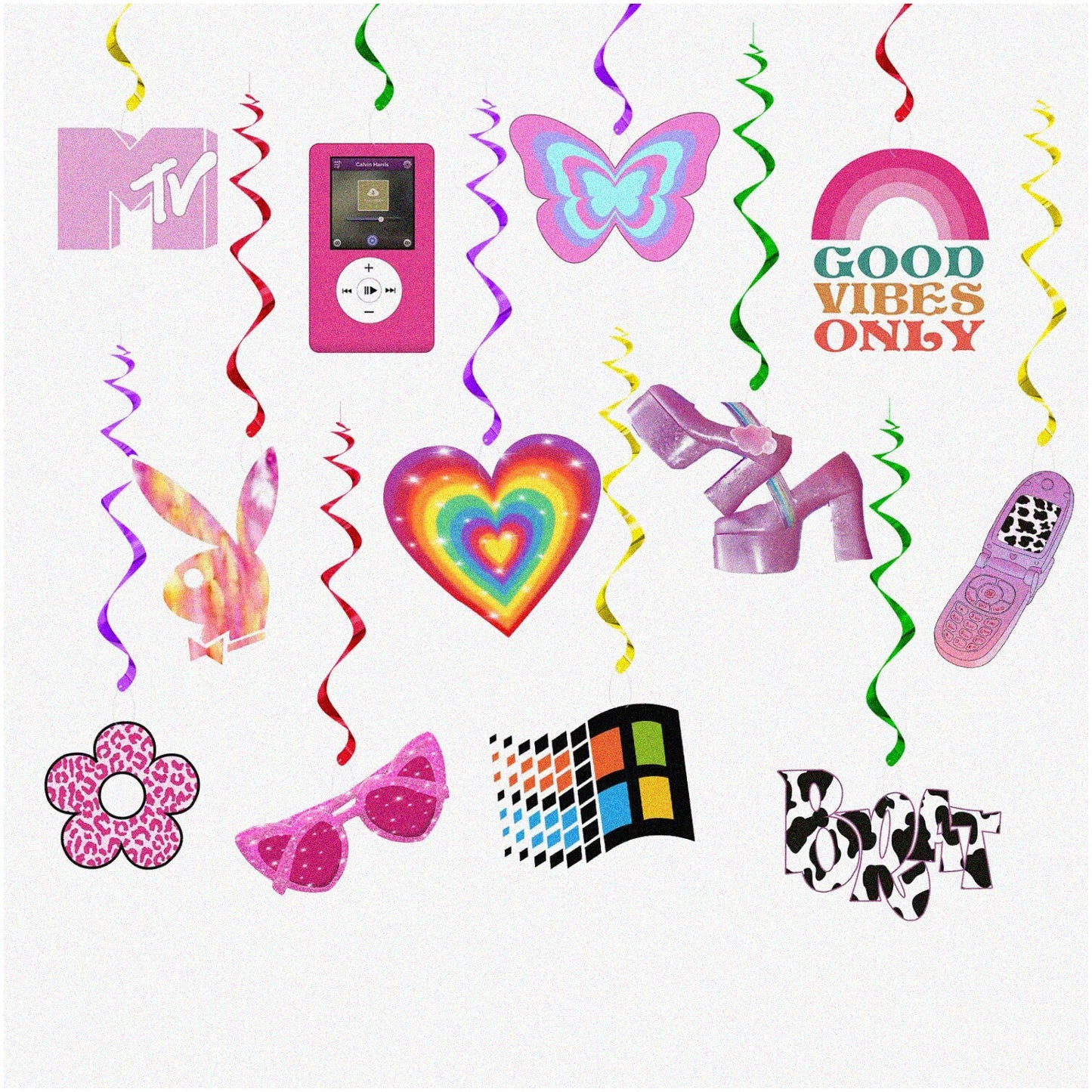 Y2k Pink Party Swirls 24Pcs Hanging Spiral Decor