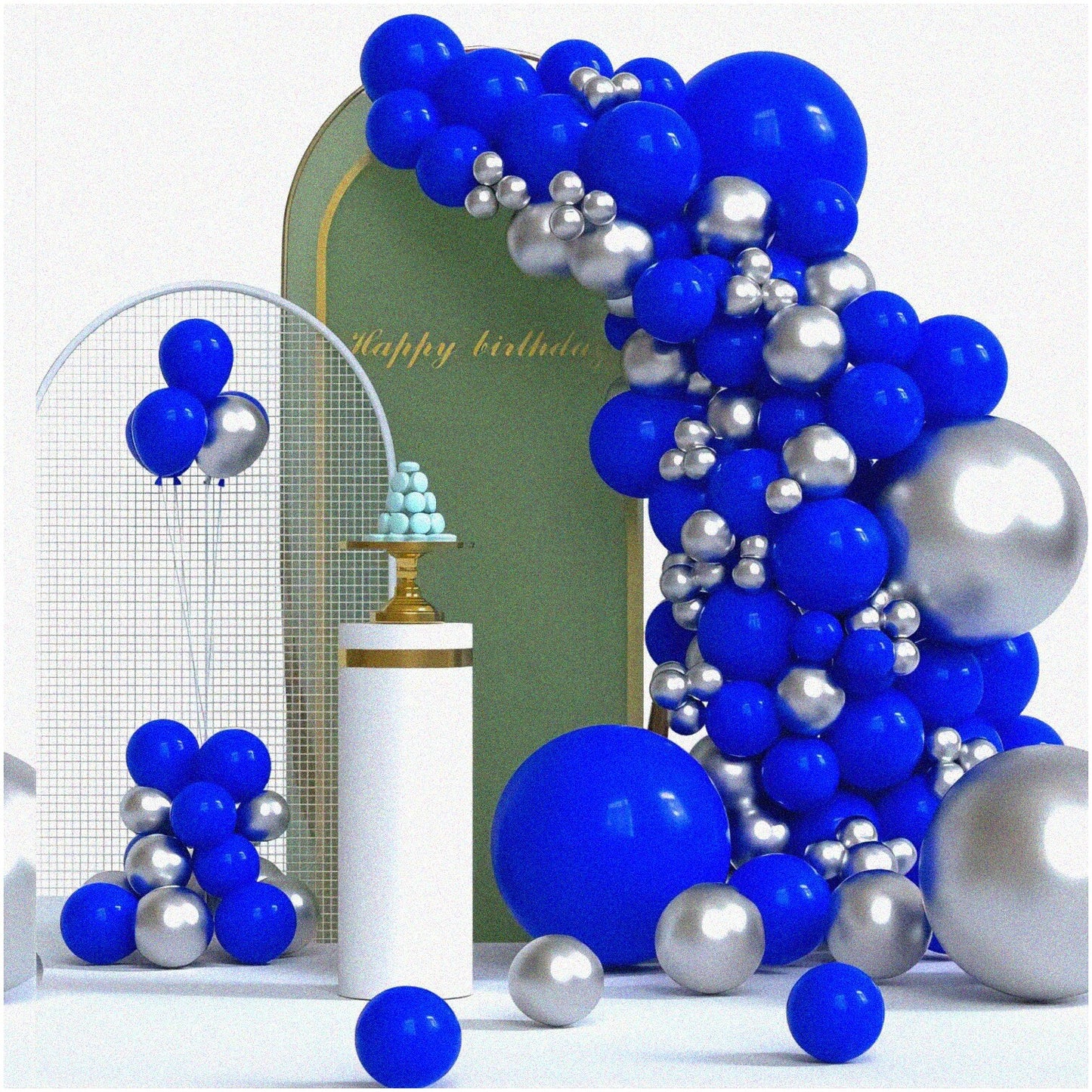 Royal Blue Silver Balloon Garland Kit 130pcs