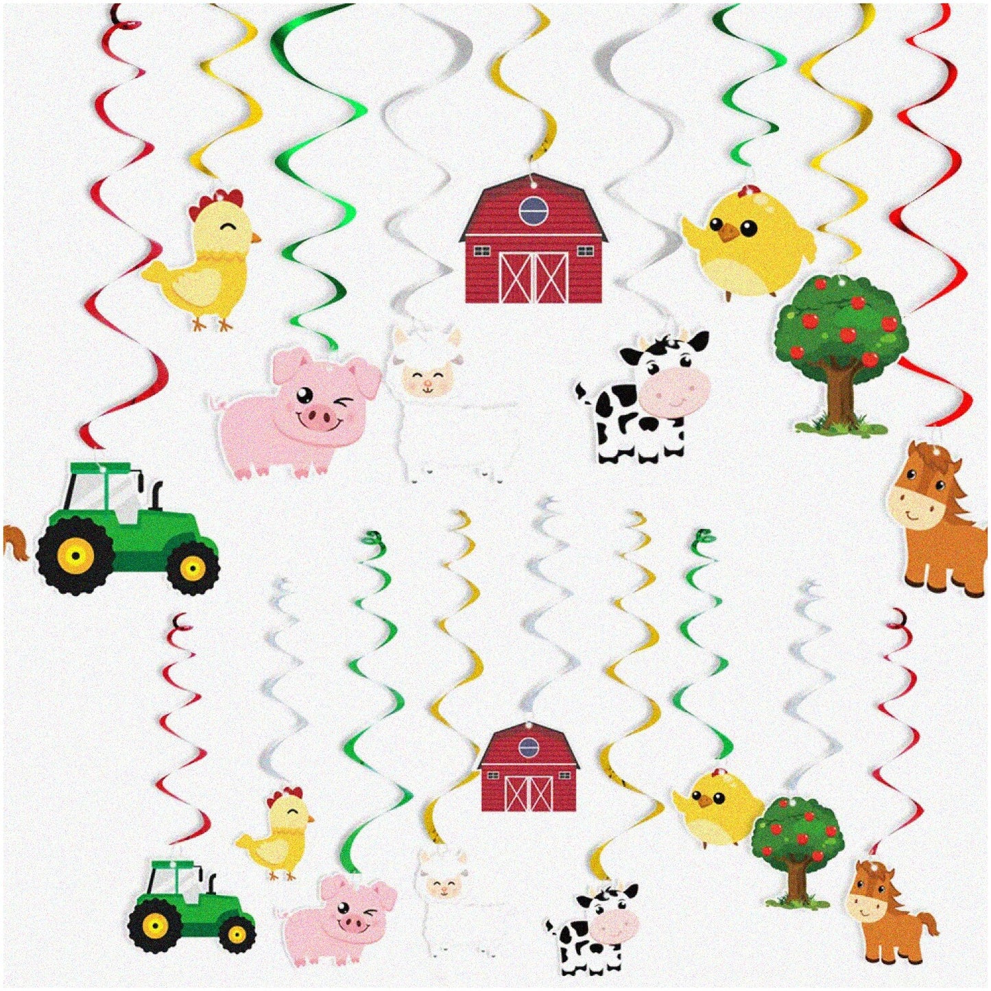 Farm Animal Hanging Swirls Party Decorations Set