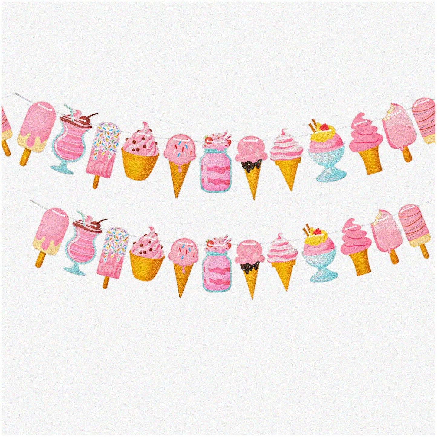 Ice Cream Themed Party Decoration Set with Banners and Cards