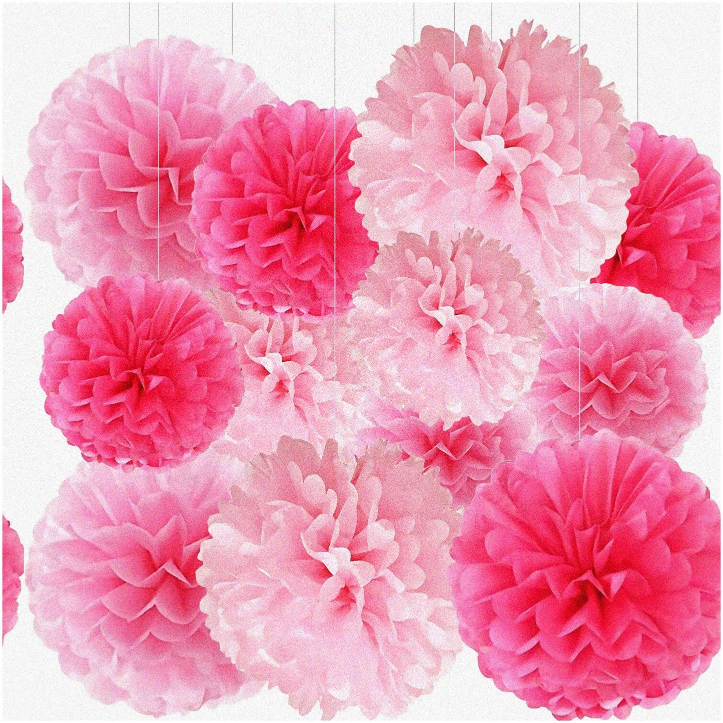 Party Pizzazz Hot Pink Tissue Pom Poms 12-Piece Set
