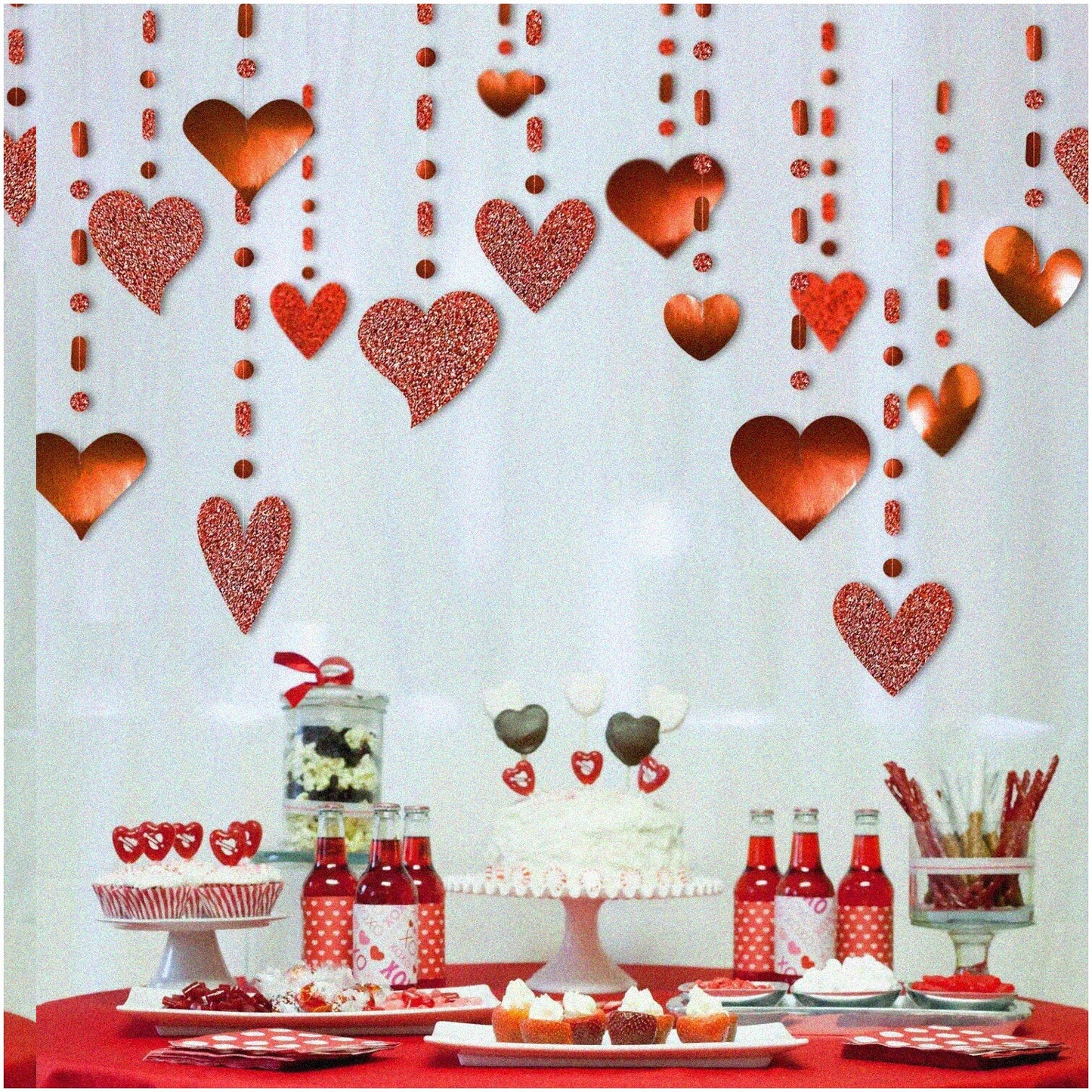 Red Heart Hanging Garlands Set of 16