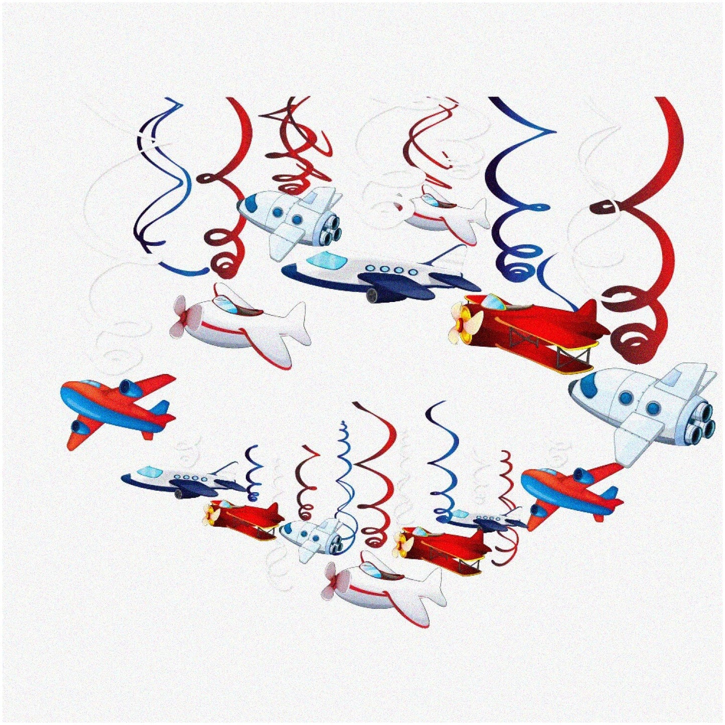 Sky Soaring Swirls Airplane Ceiling Streamers 30 Pack