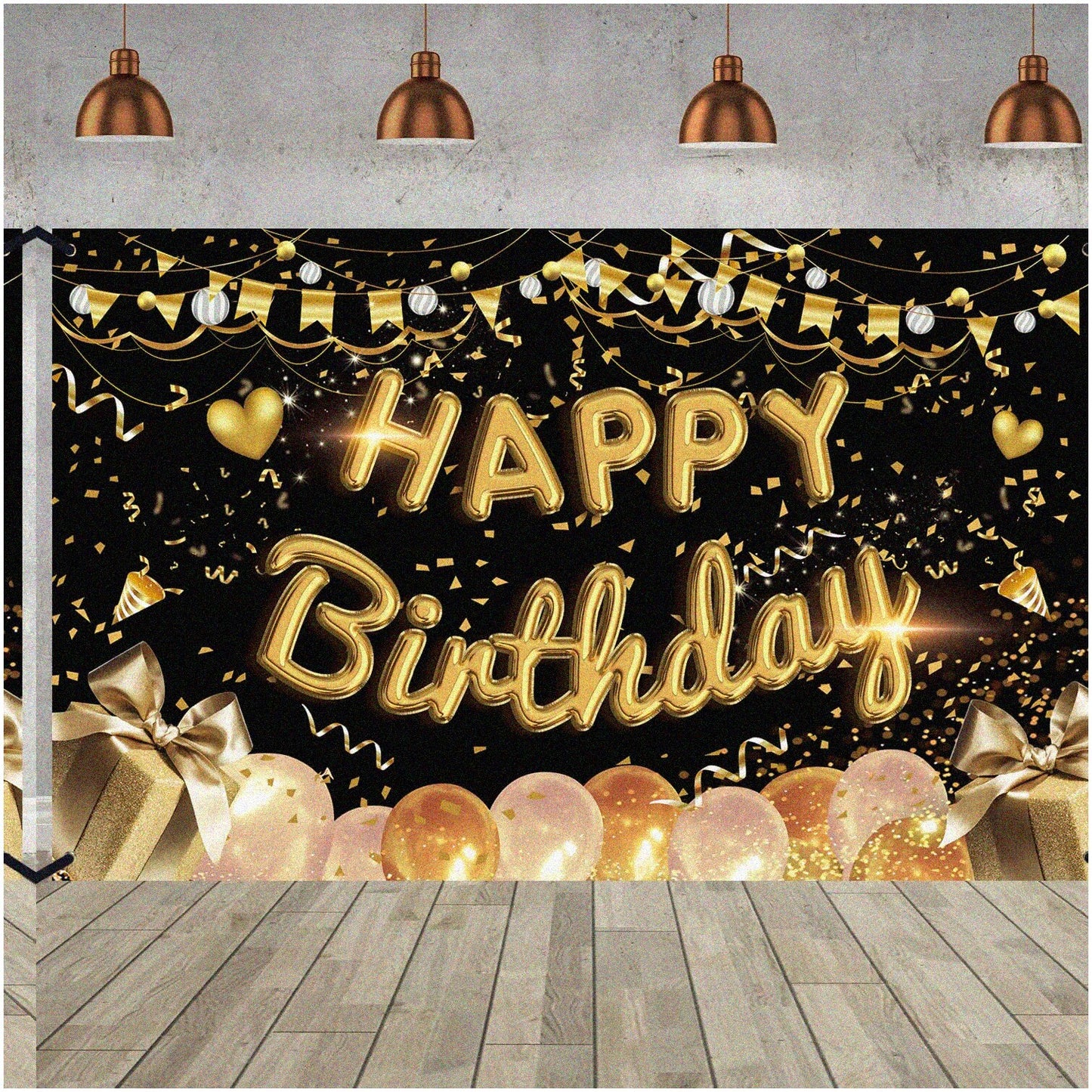 Golden Celebration Backdrop XL Fabric Banner 71 x 43.3 Inches