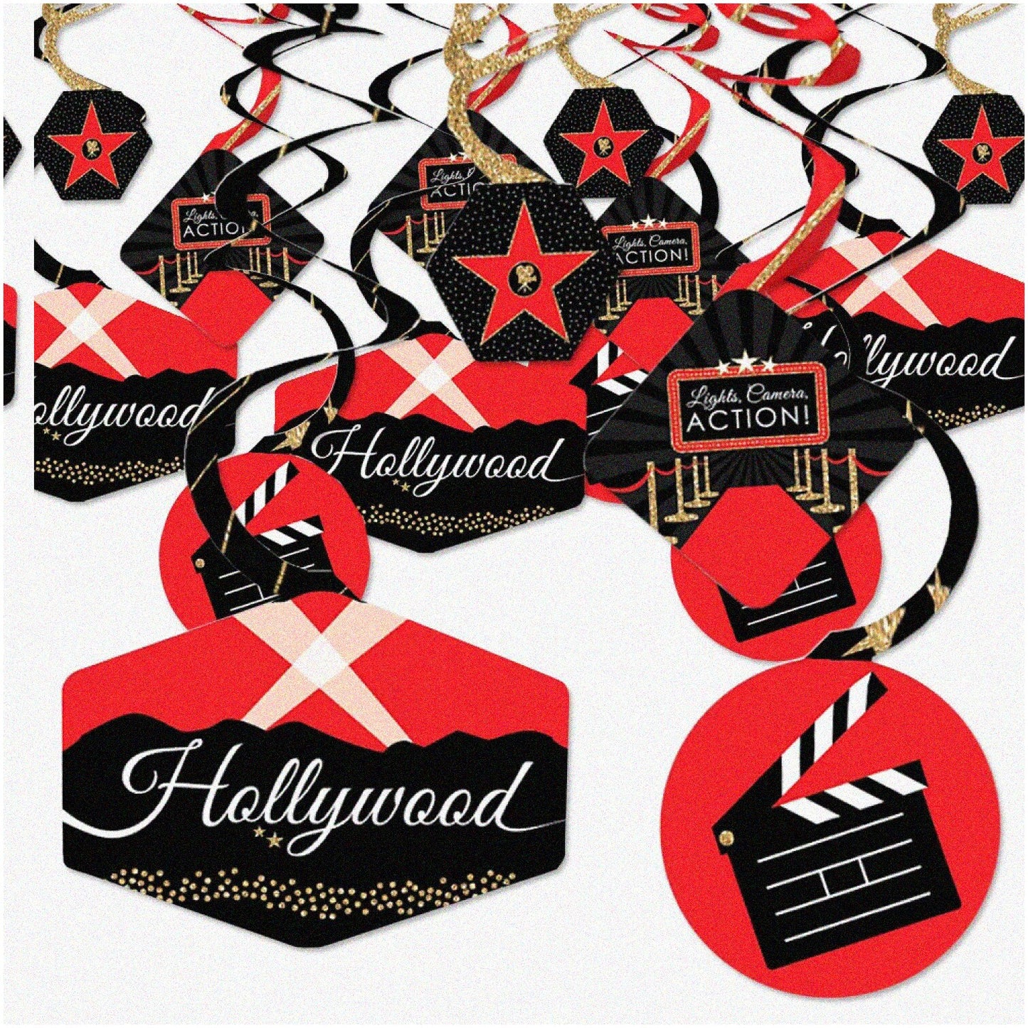 Star-studded Hollywood Movie Night Swirls Set of 40 Decorations