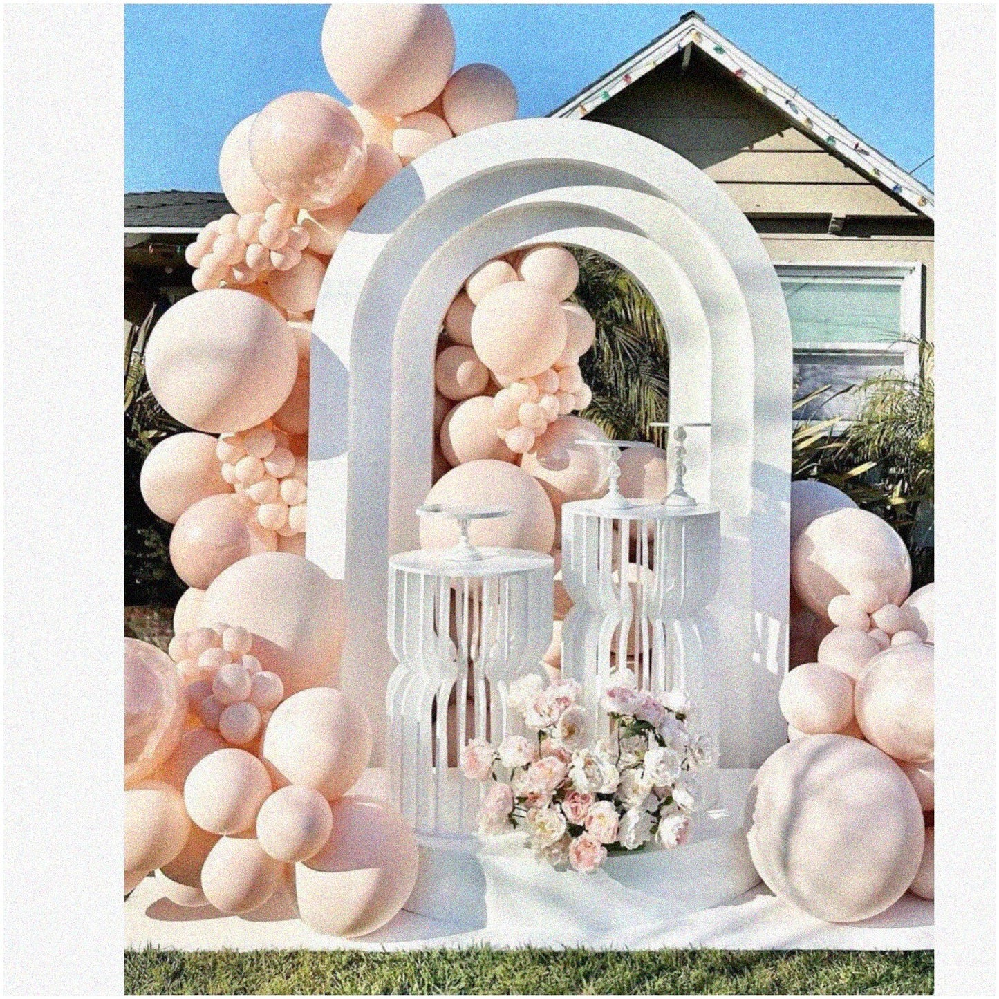 Galactic Fiesta Navy Orange Aqua Streamer Balloon Backdrop