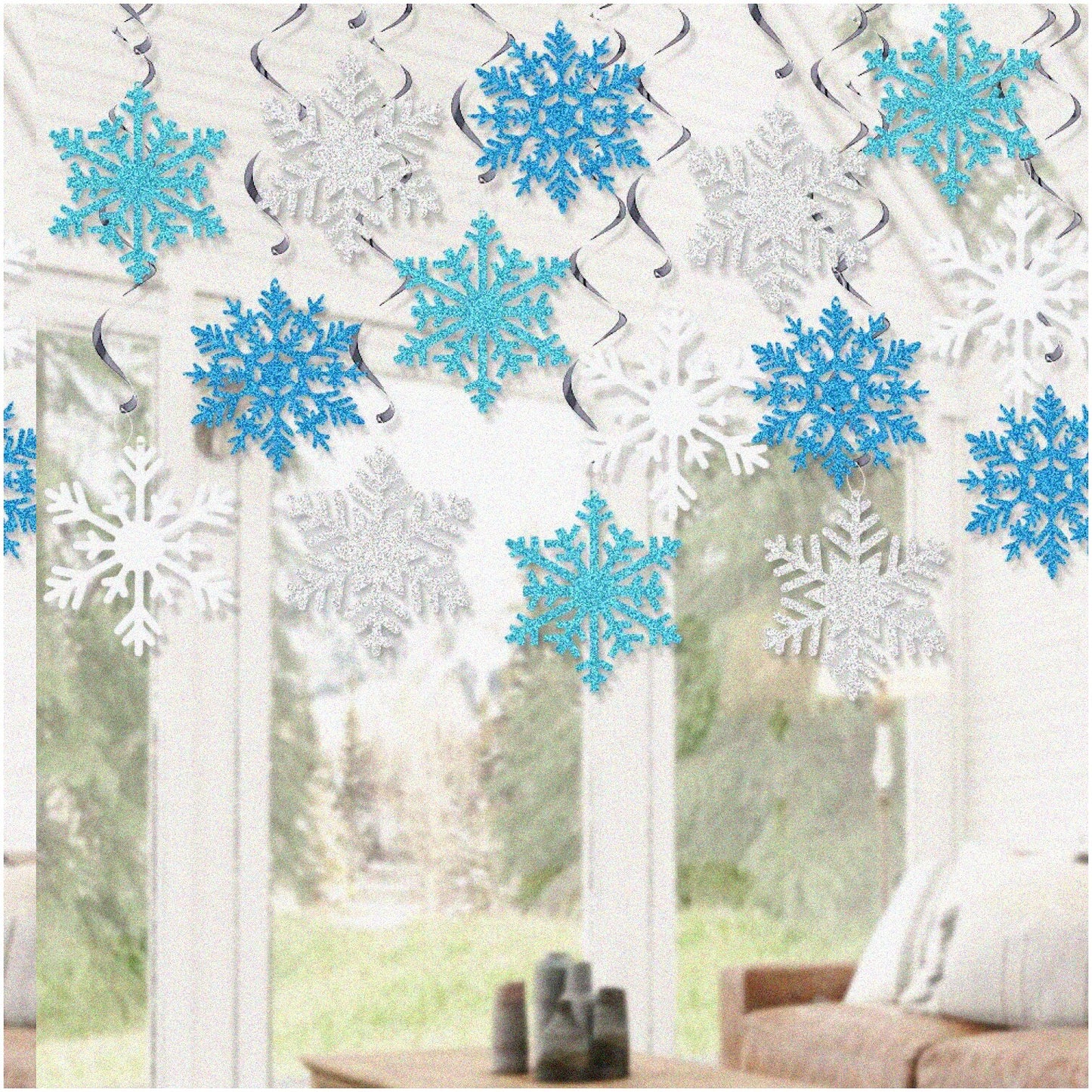Frosty Flurry Snowflake Hanging Decorations Set 20 Pieces