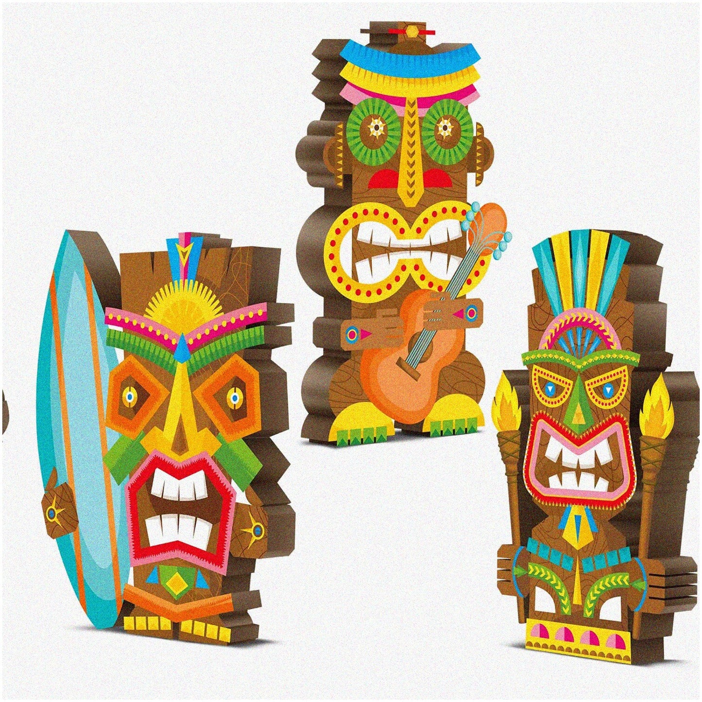 Tropical Luau Party Wooden Signs Set 3 Pcs