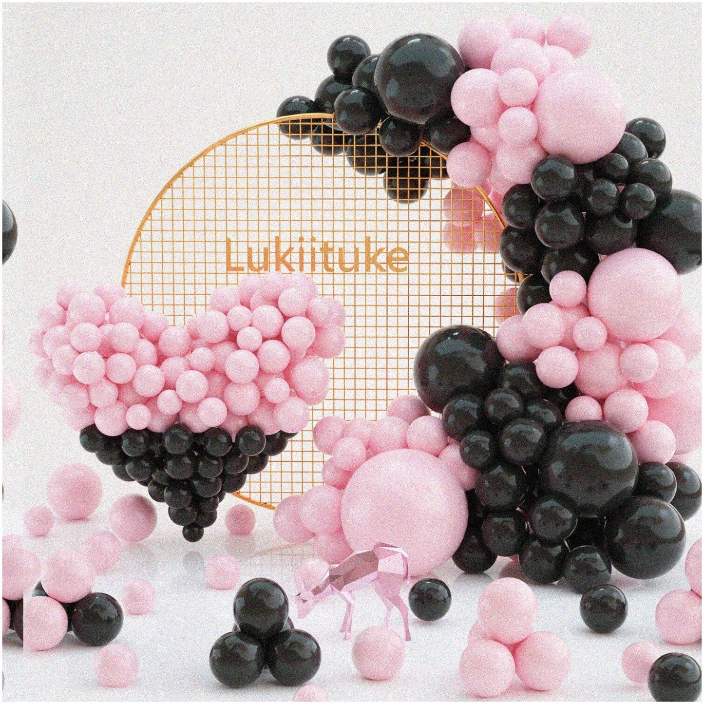 Pastel Noir Balloon Garland Kit 104 pcs Black Pink Decorations