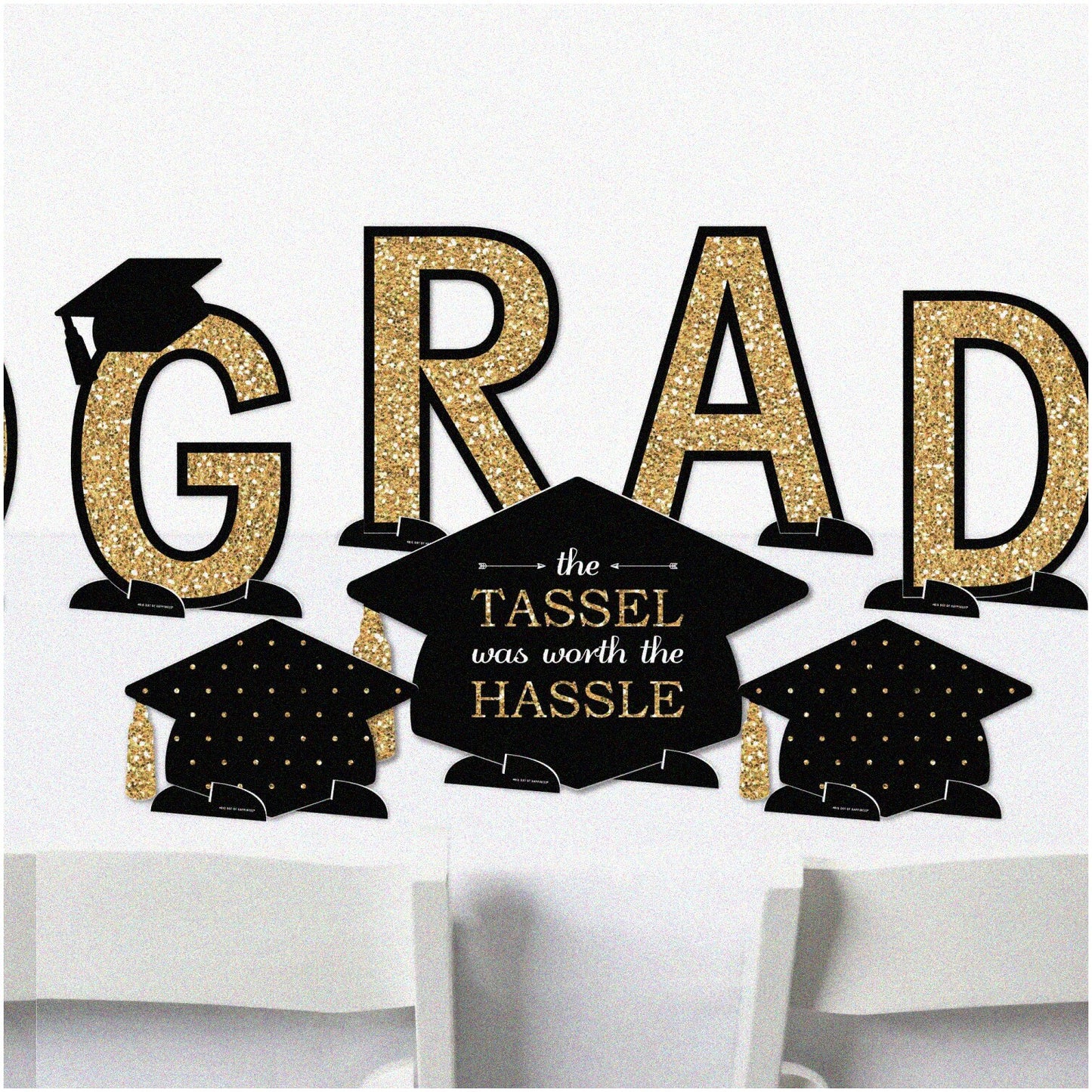 Gold Graduation Celebration Kit - 7-Piece Tabletop Decor