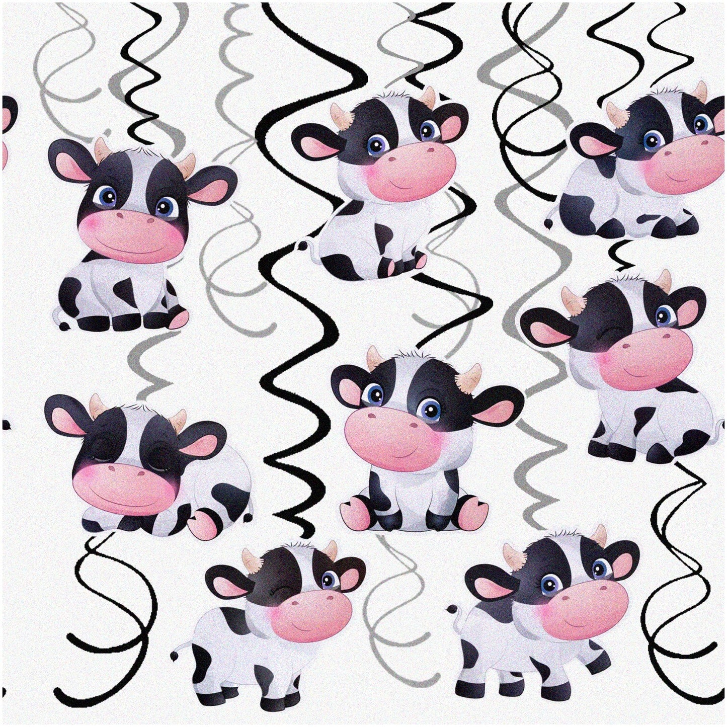 Farmyard Fun Cow Hanging Swirls 15Pcs Party Decorations