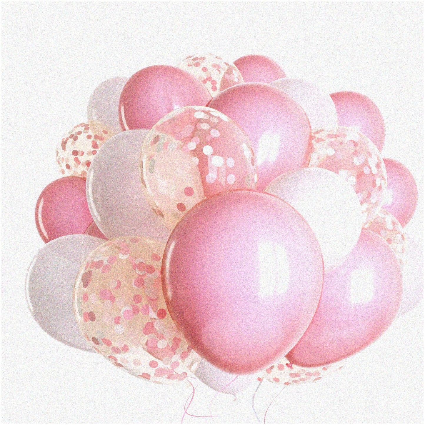 Party Pop Pack 60 Pink Balloons with Confetti Ribbons