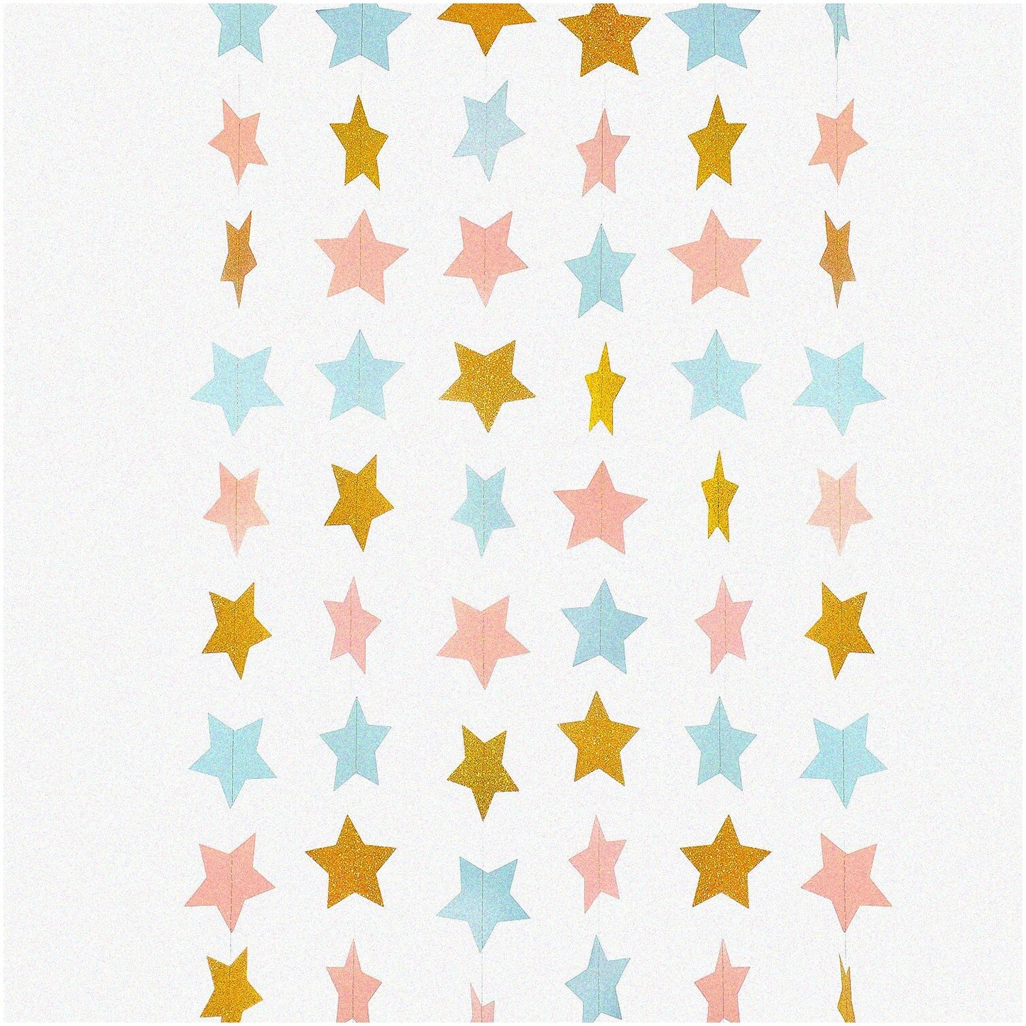 Glitter Paper Streamers Pink Blue Gold Stars 20ft