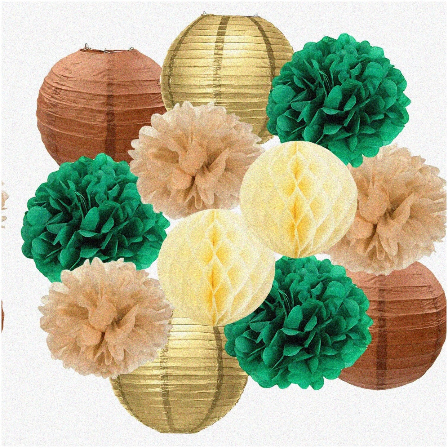Woodland Animal Party Decorations Set 8-inch Paper Lanterns and Tissue Poms