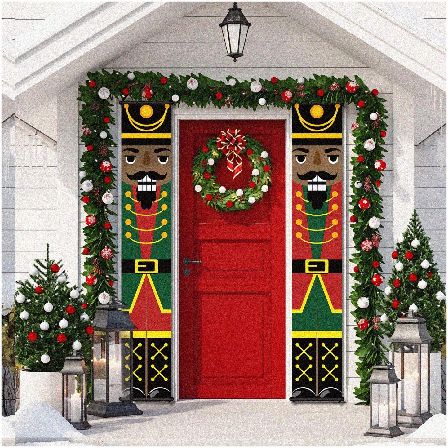 African Nutcracker Winter Wonderland Porch Sign Set (2)