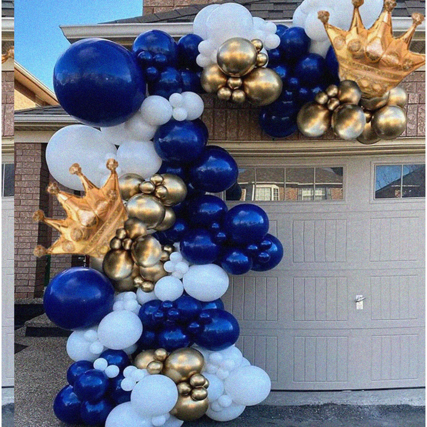 Navy Blue, White, Gold Balloon Garland Arch Kit 145pcs