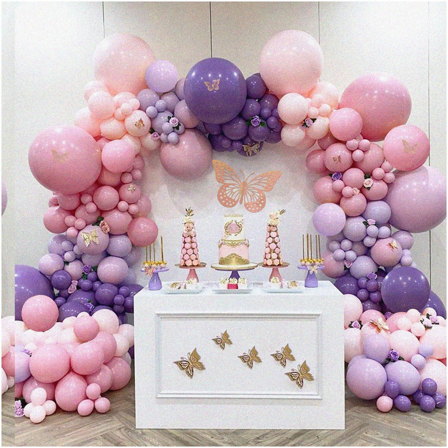Butterfly Bliss Balloon Garland Kit 164pcs Pink Purple