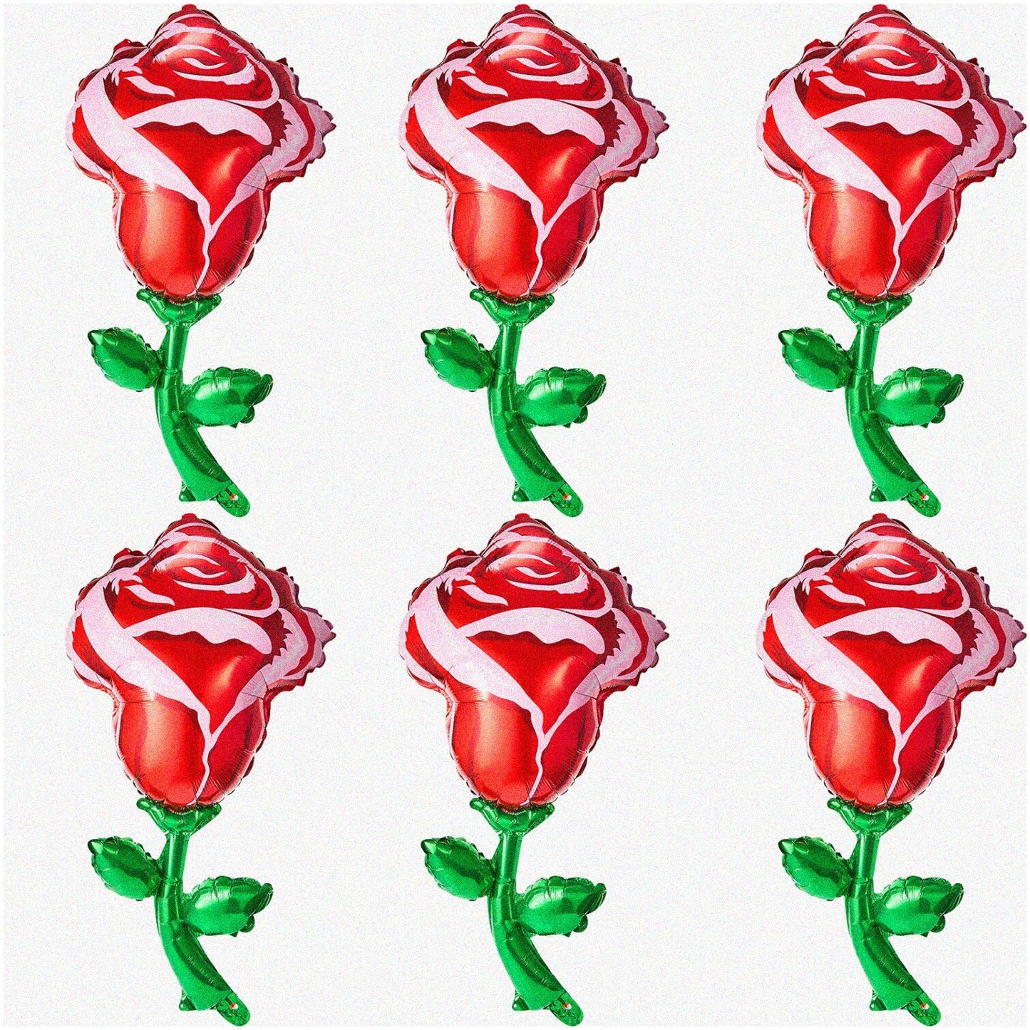 Red Rose Shaped Balloons Set of 6, 20x37 inches