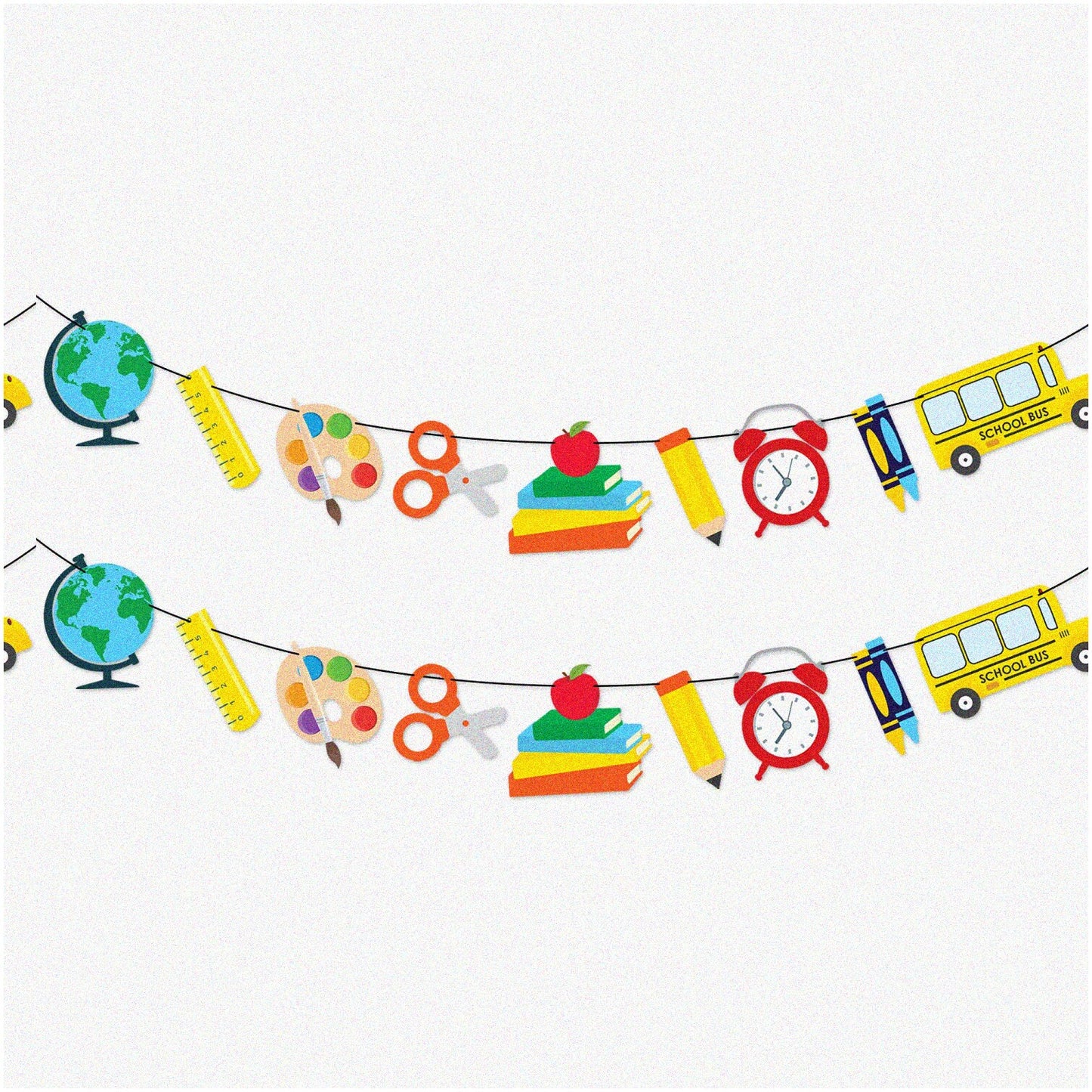 Back to School Banner 10ft with Apple Paper Garland Set