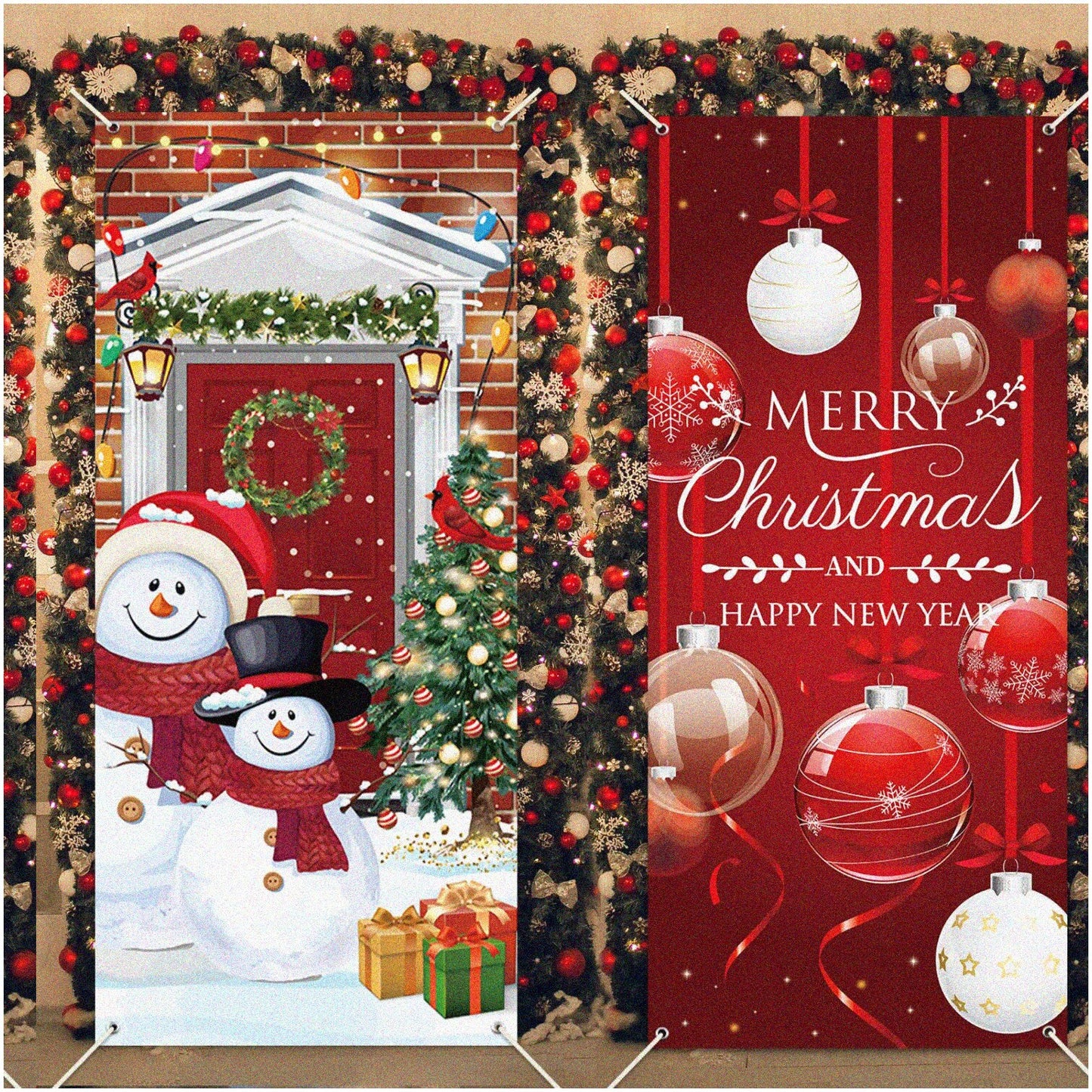 Festive Frosty Wonderland Snowman Door Decorations 2 Pcs