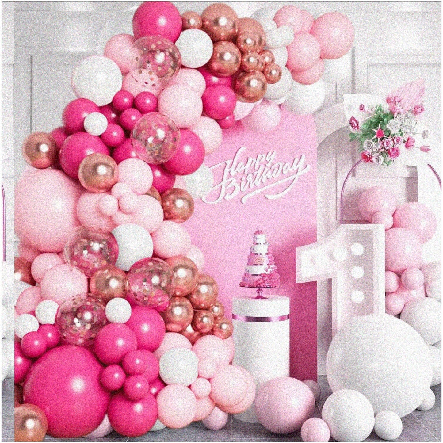 Pink Celebration Set with 143 Balloons in Multiple Sizes