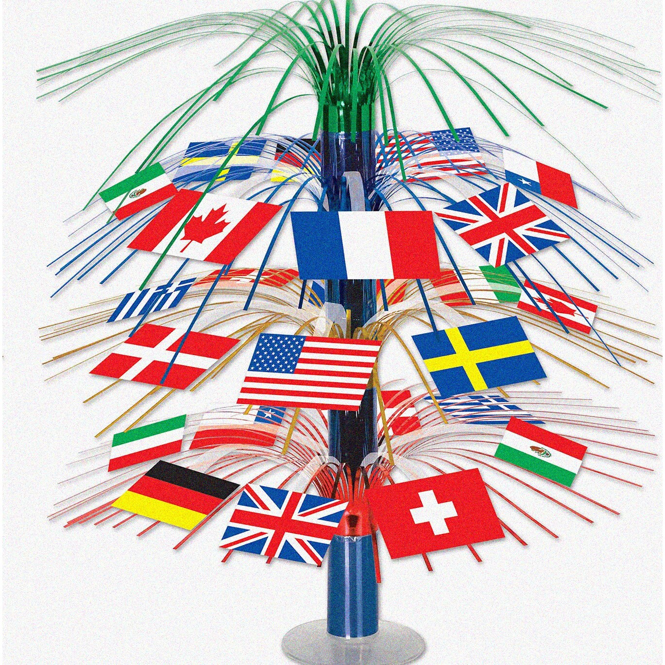International Flag Cascade Centerpiece 18"