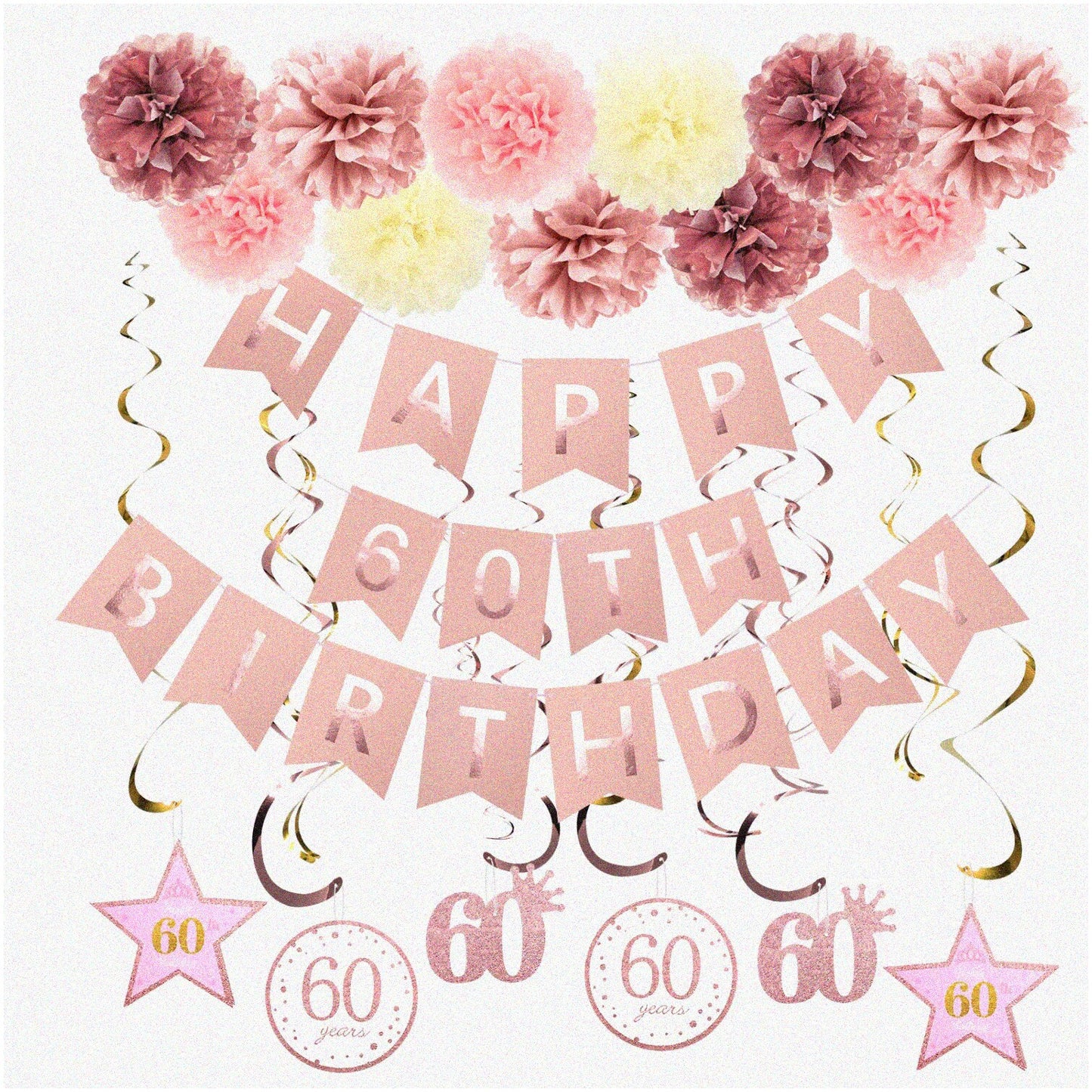 Sparkling Rose Gold 60th Birthday Celebration Kit