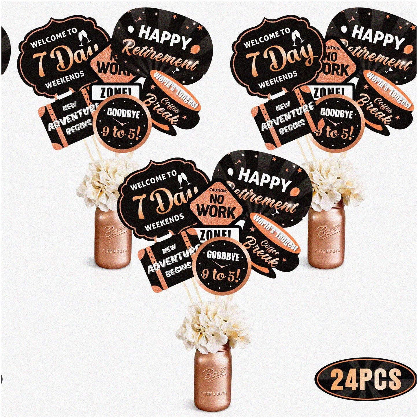 Rose Gold Retirement Party Decor Set 24 Pieces