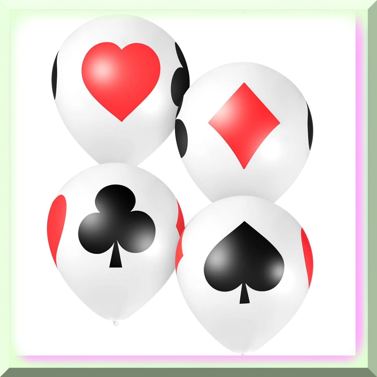 12-Inch Poker Pattern Latex Balloons, 50 Pack