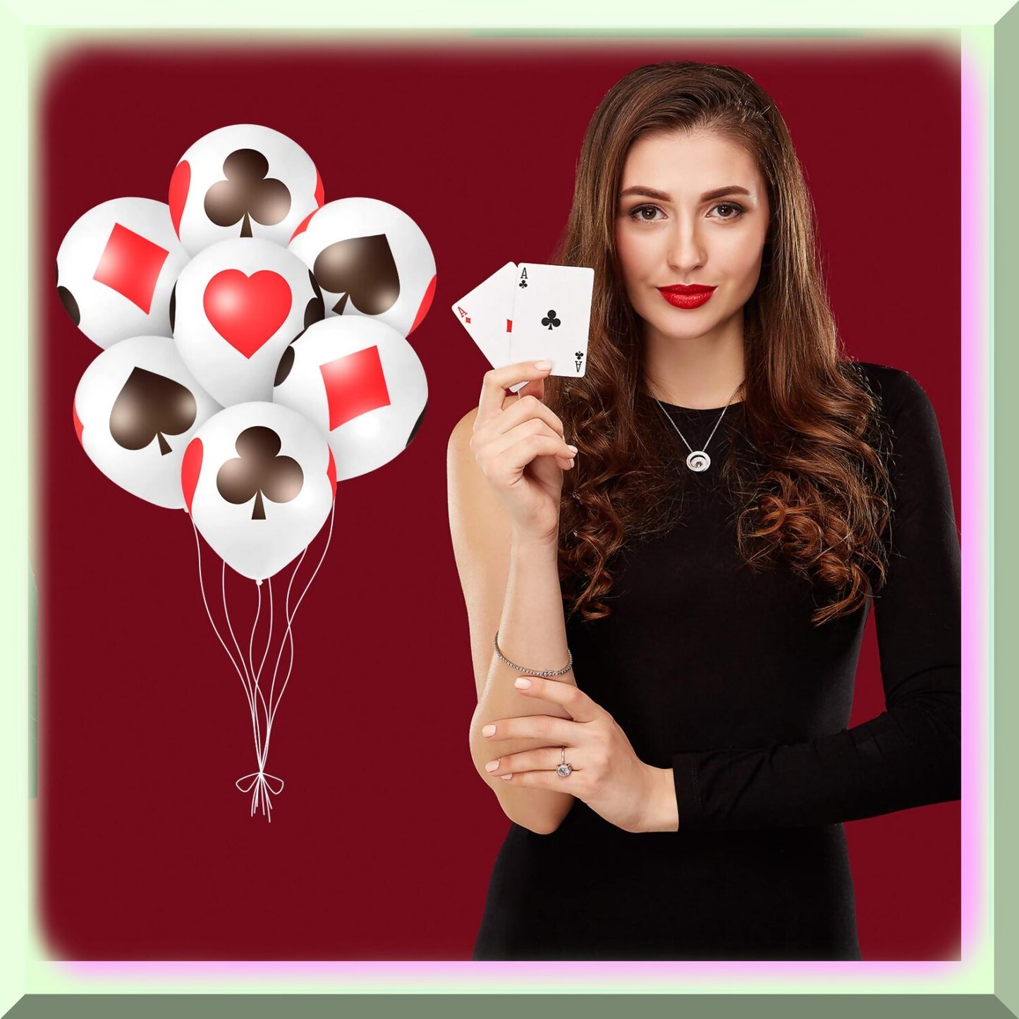 12-Inch Poker Pattern Latex Balloons, 50 Pack