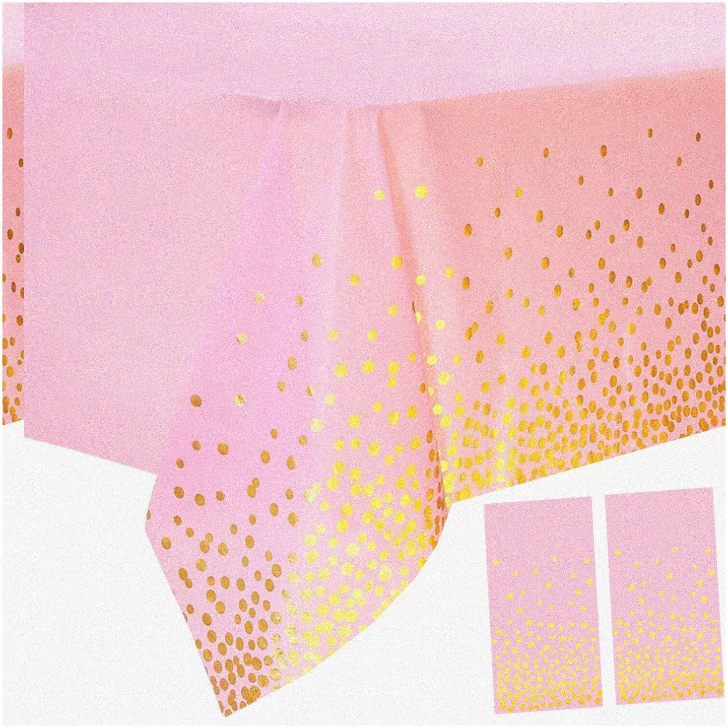 Party Perfect Pink Gold Tablecloth 2 Pack 54" x 108"