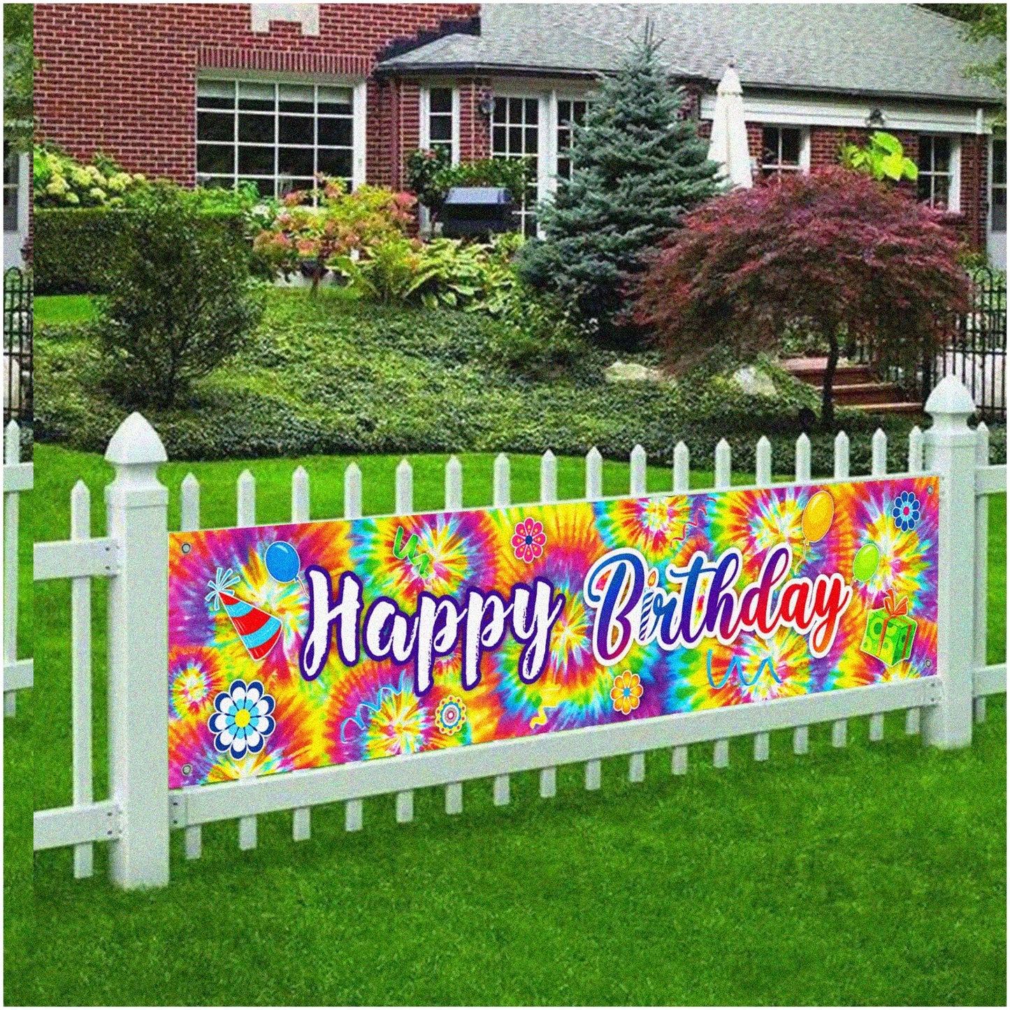 Rainbow Splash Tie-Dye Birthday Bash Kit with Banner and Props