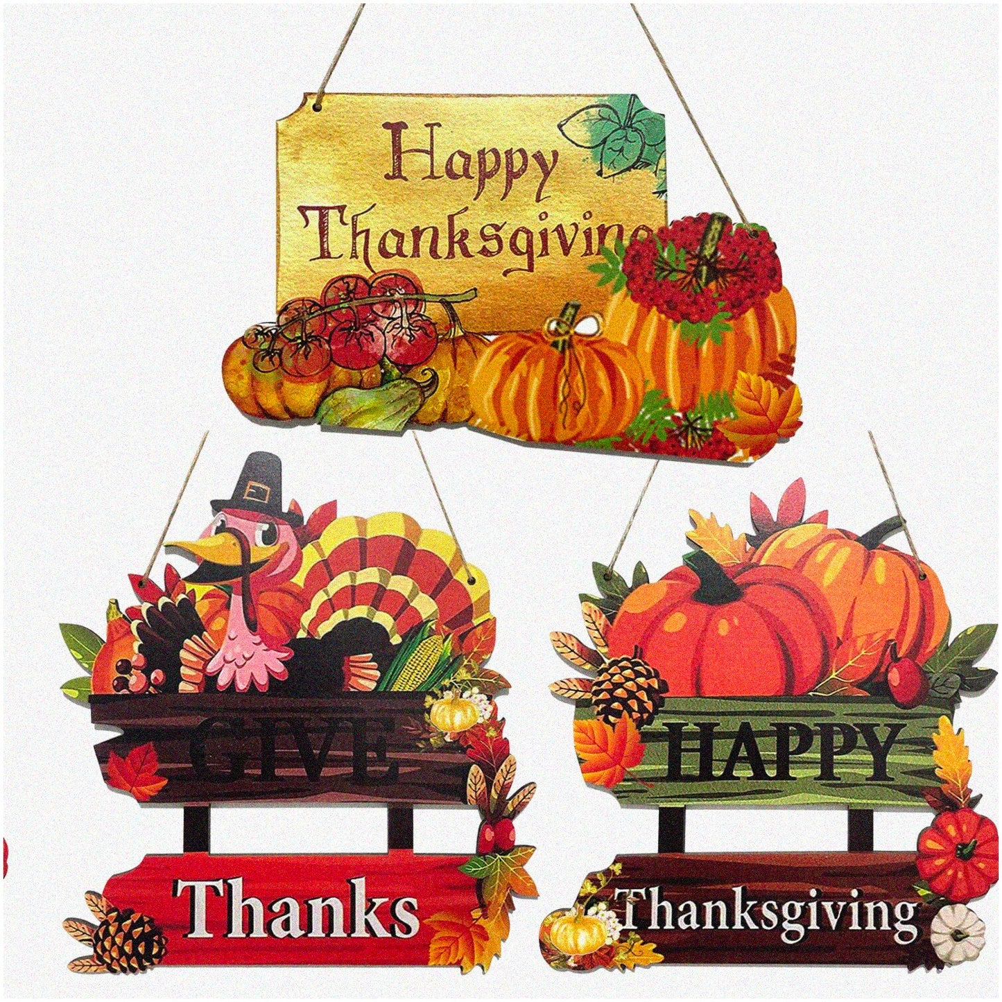 3-Piece Wooden Door Decor Set Turkey Themed