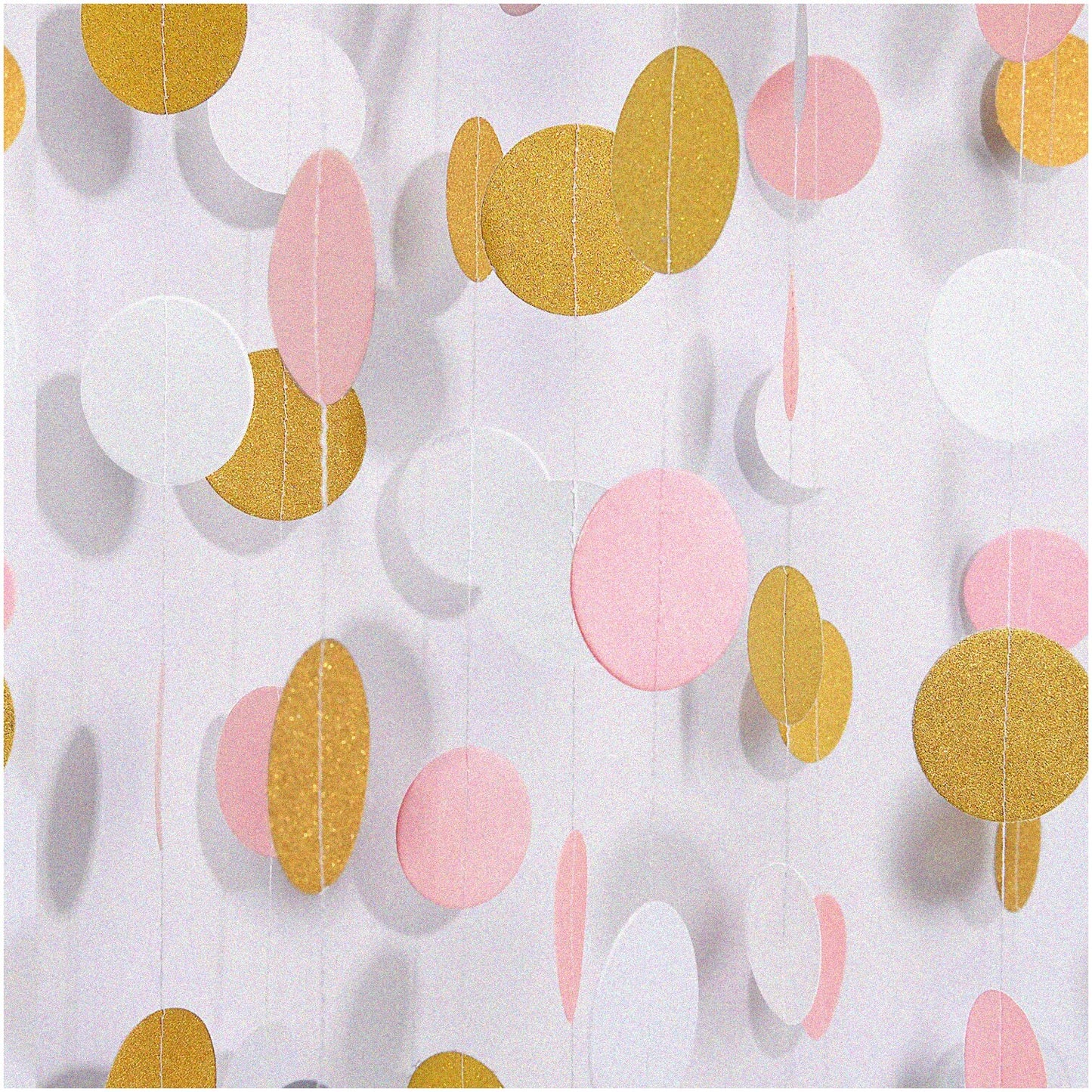 Glitter Circle Dots Paper Garland 50ft 5 Pack