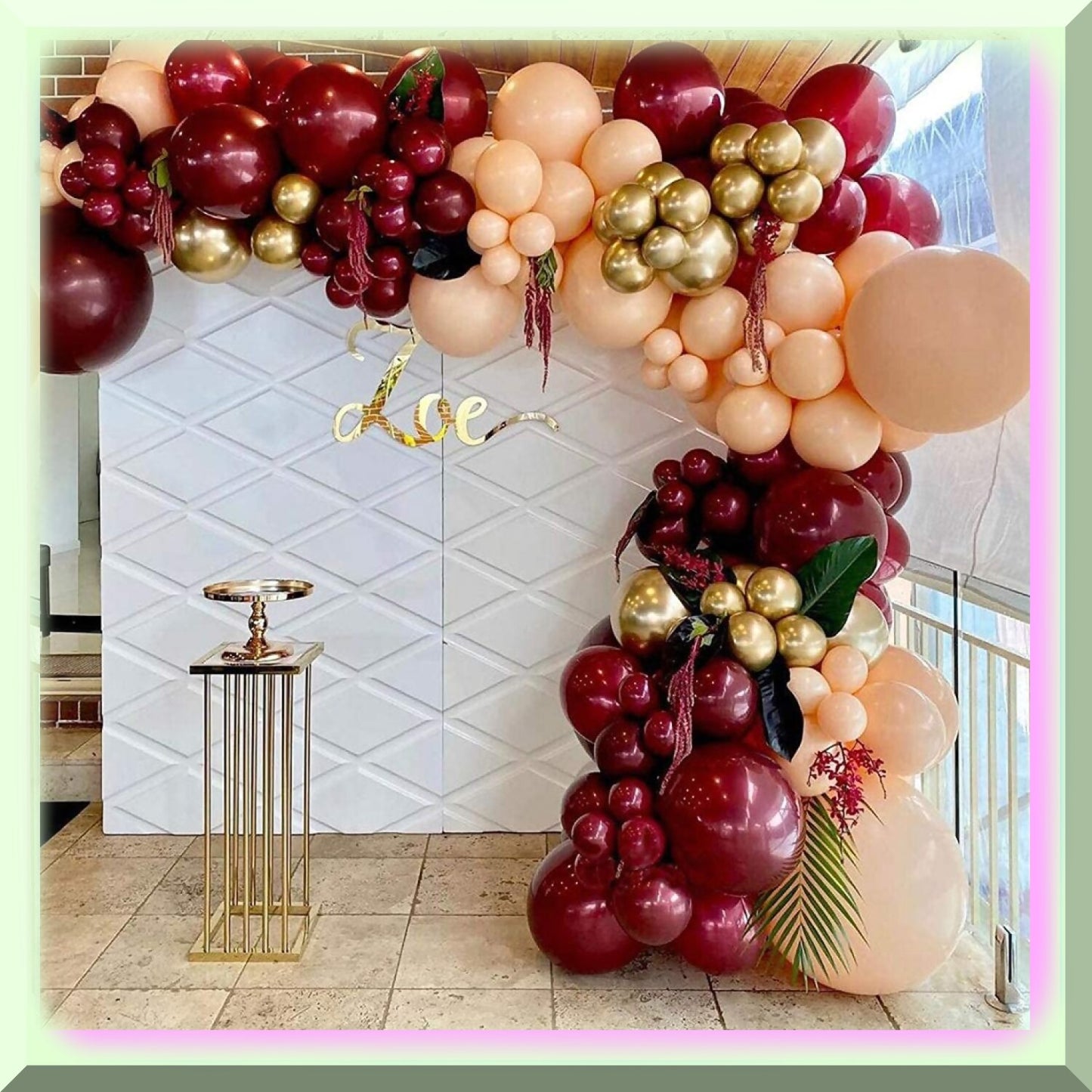 138PCS Balloon Arch Kit Burgundy Blush Gold