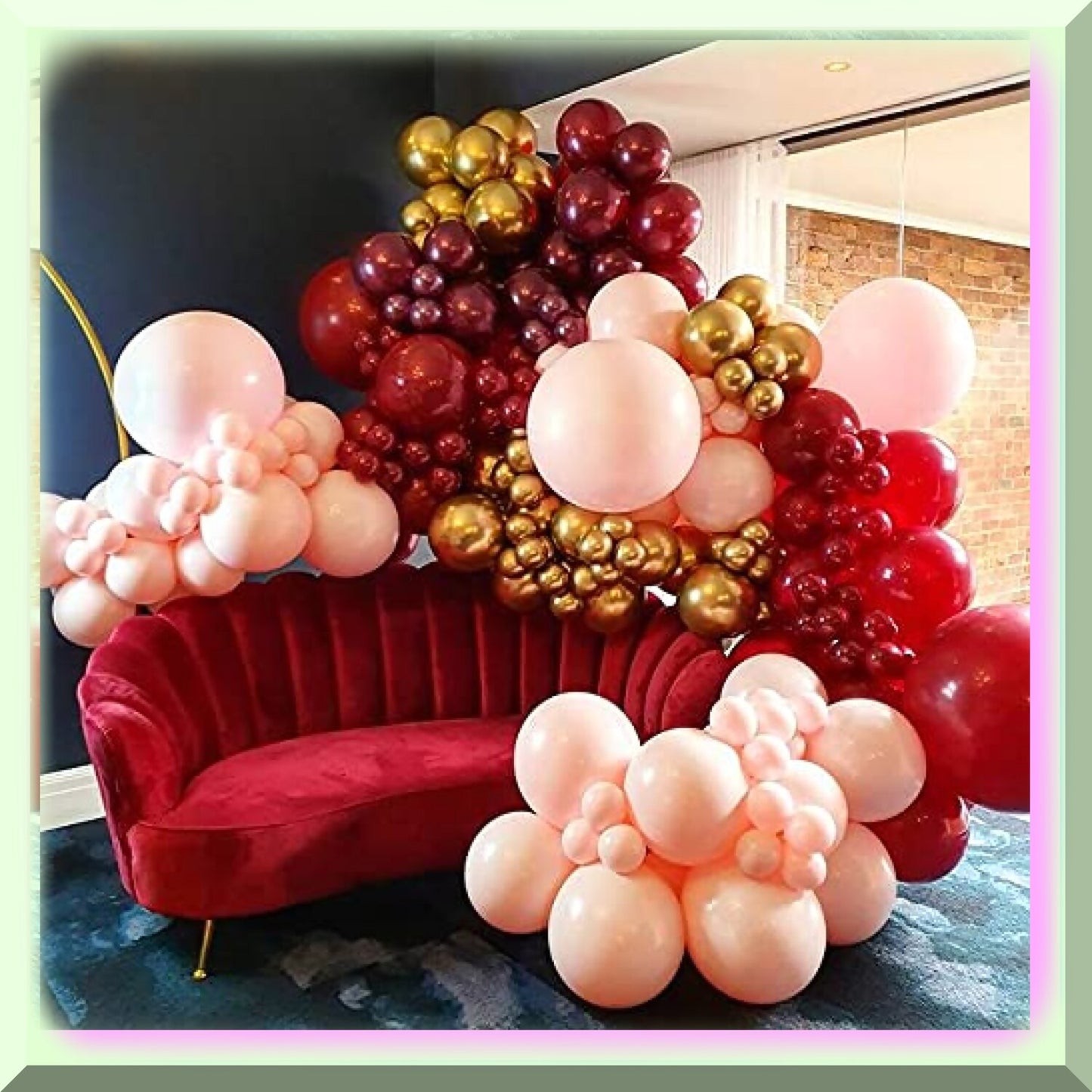 138PCS Balloon Arch Kit Burgundy Blush Gold