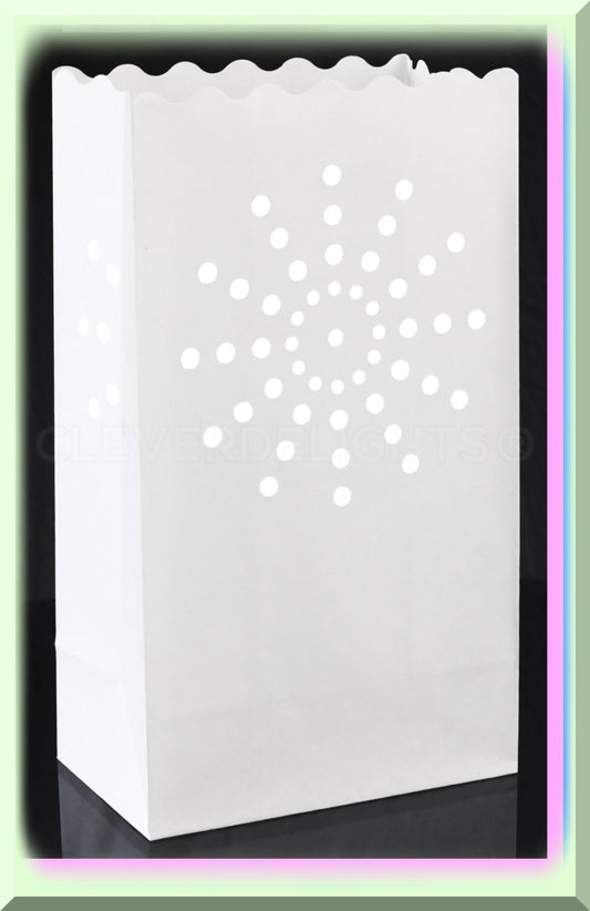 10 Pack White Sunburst Luminary Bags 10" High