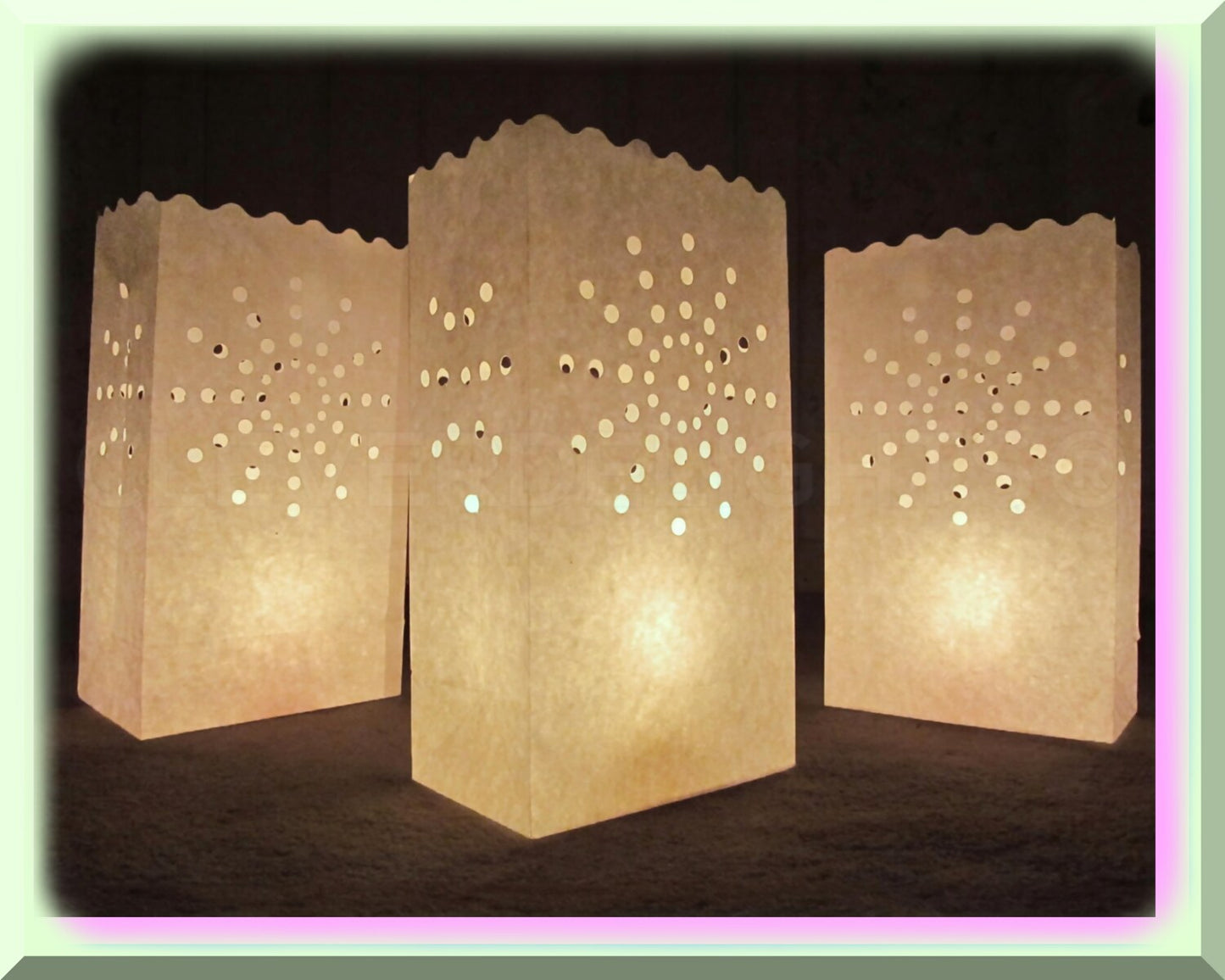 10 Pack White Sunburst Luminary Bags 10" High