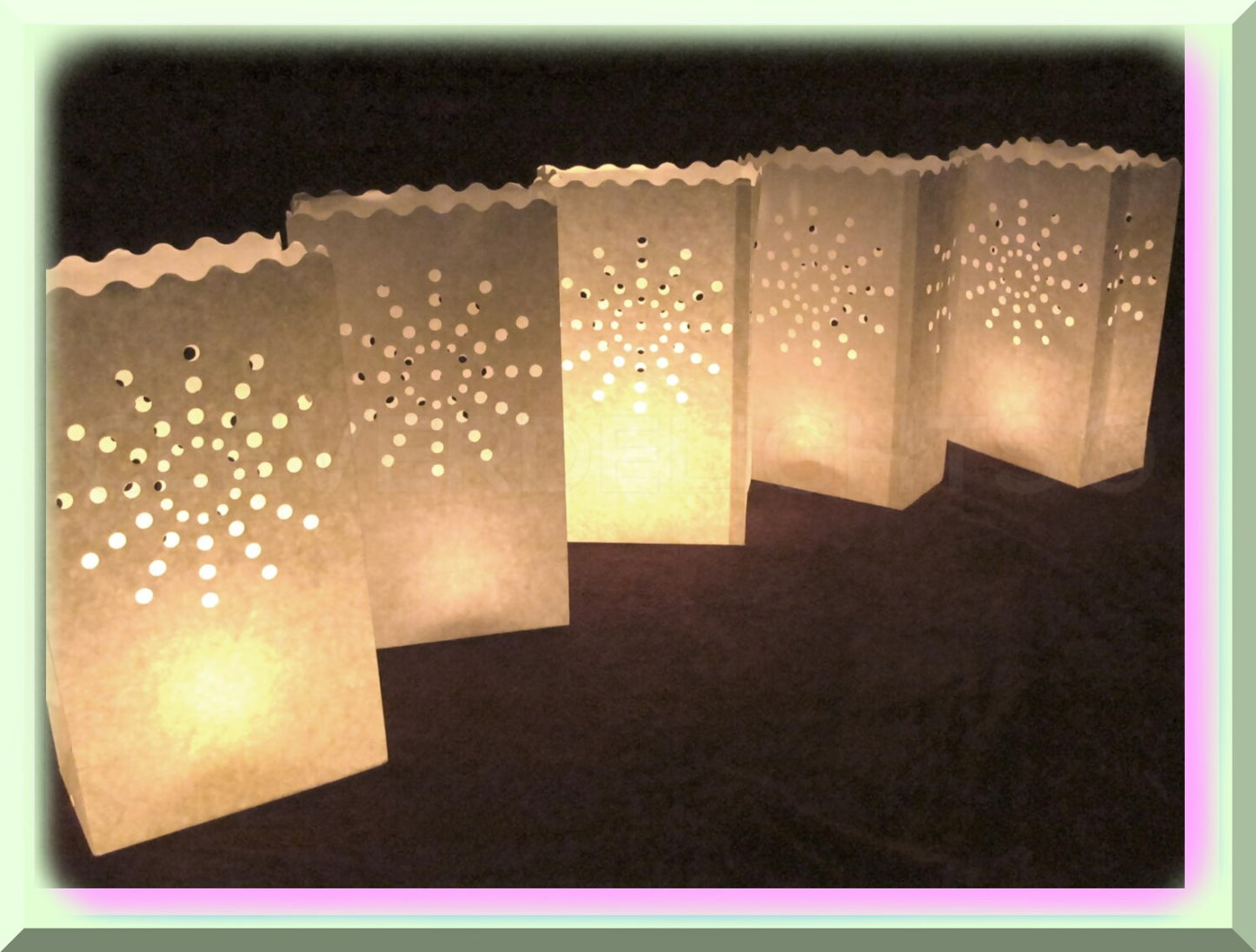 10 Pack White Sunburst Luminary Bags 10" High