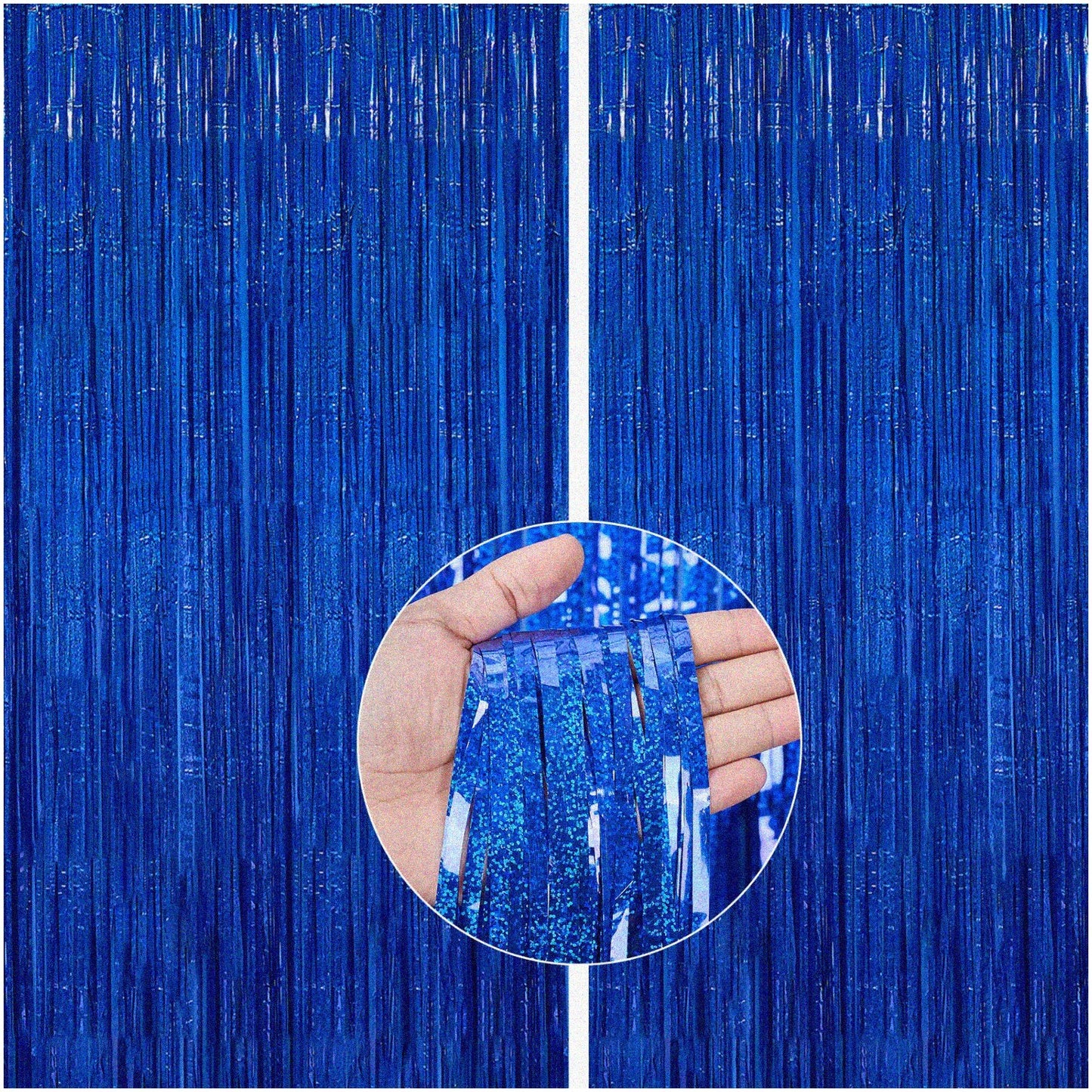 Royal Blue Party Fringe 2pcs Metallic Tinsel Backdrop