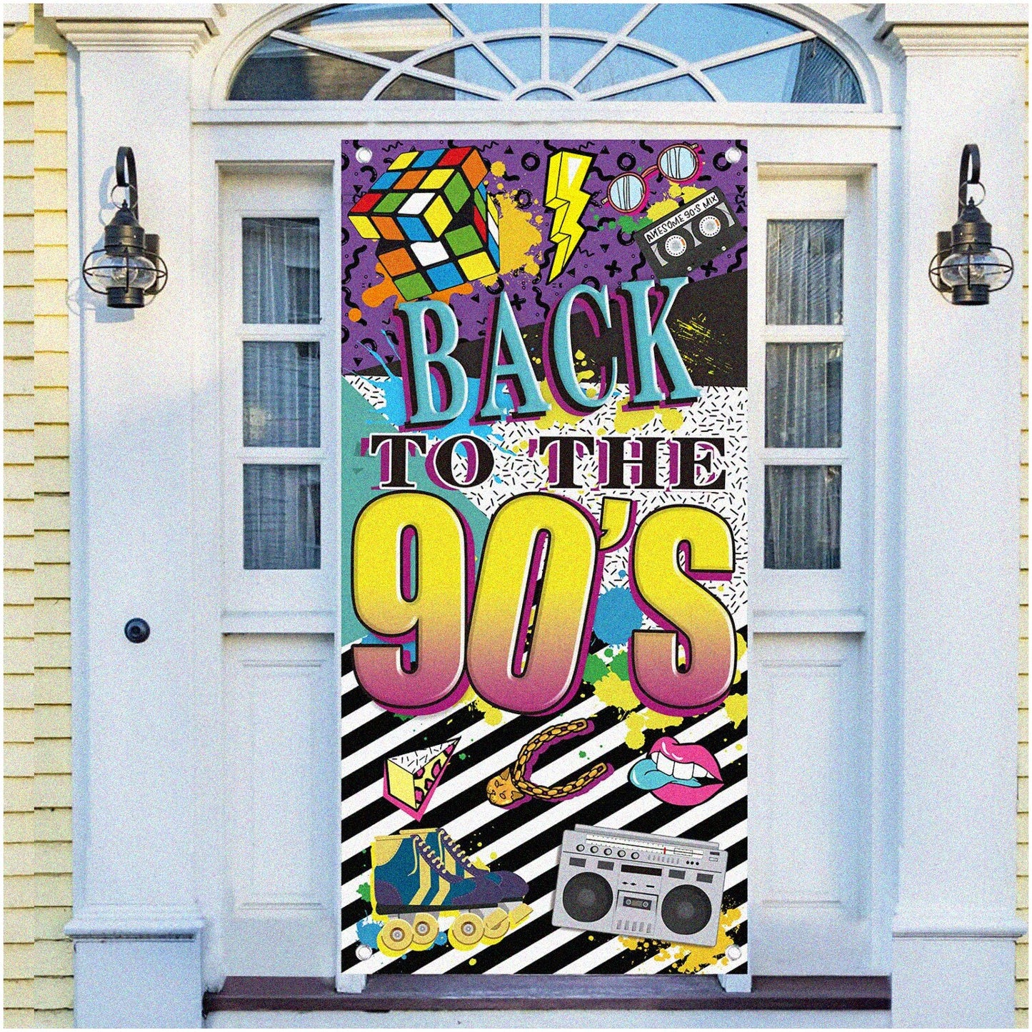 Retro Vibes 90s Hip Hop Graffiti Door Banner 72 Inches