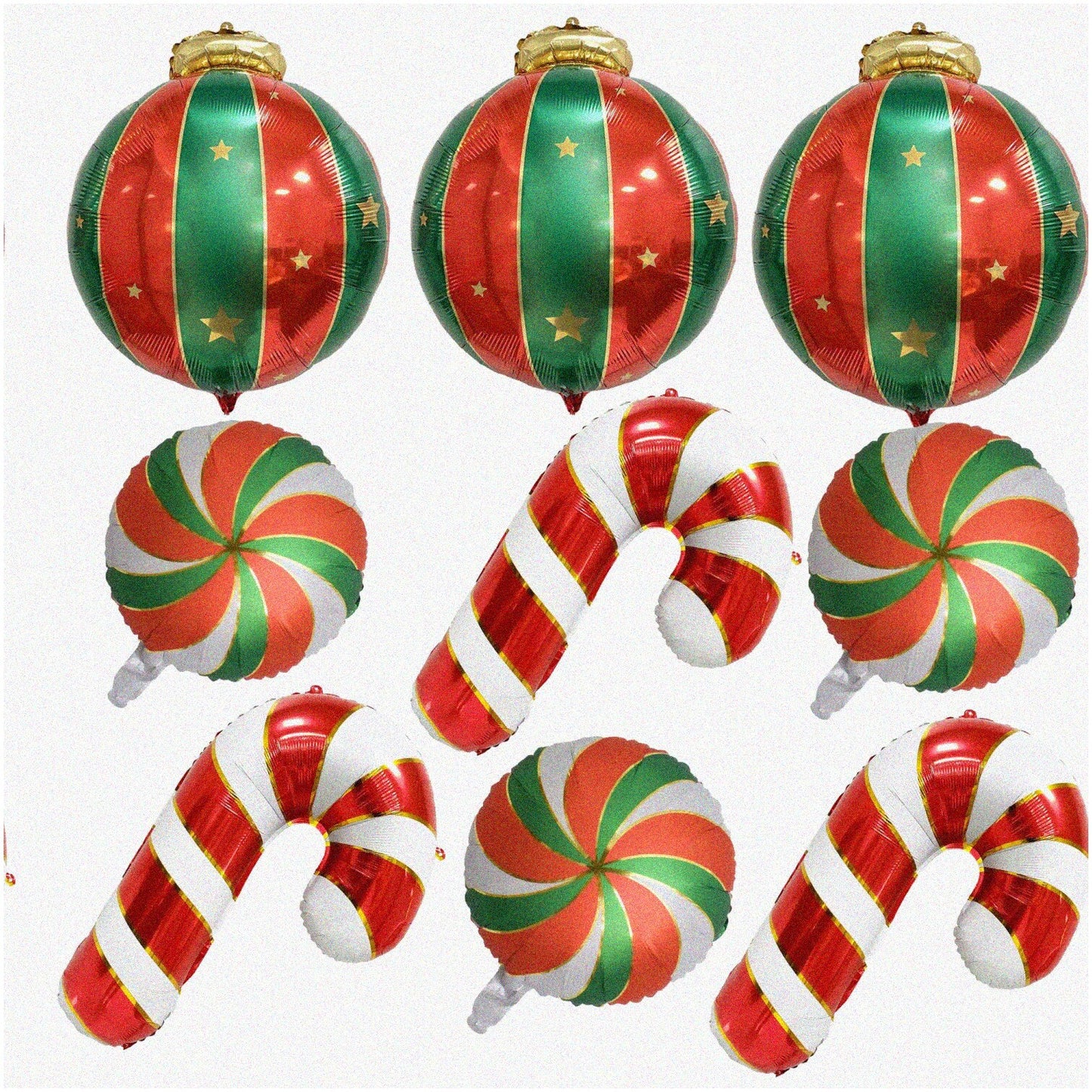 Candyland Festive F Balloons Set, 9 pcs, Red Green White