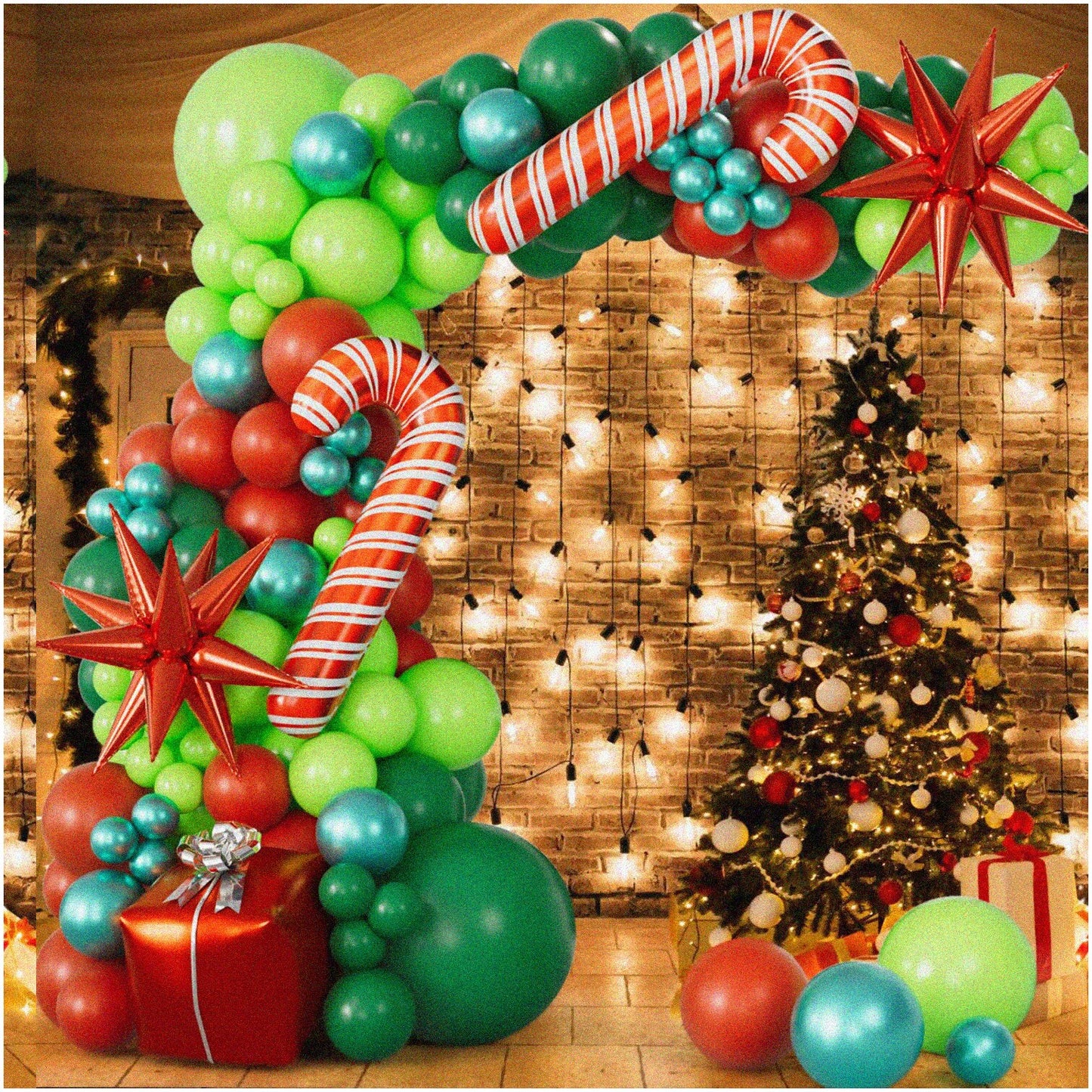 183pcs Christmas Balloon Garland Arch Kit with Red Green Metallic Green