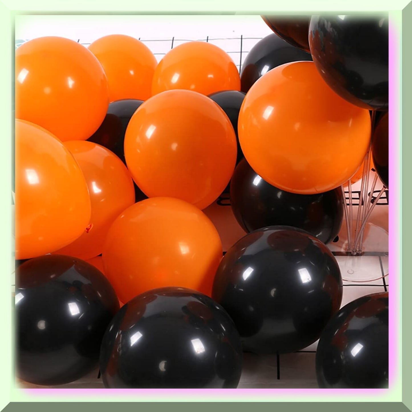 100pcs 12" Black and Orange Latex Balloons